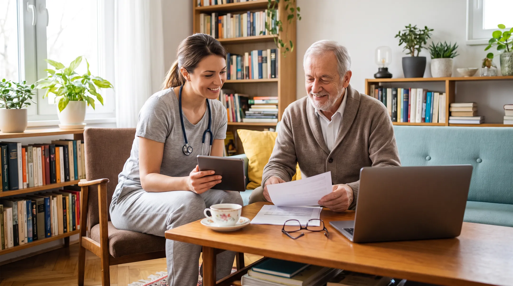 Holistic Direct Primary Care provider conducting extended in-home patient visit