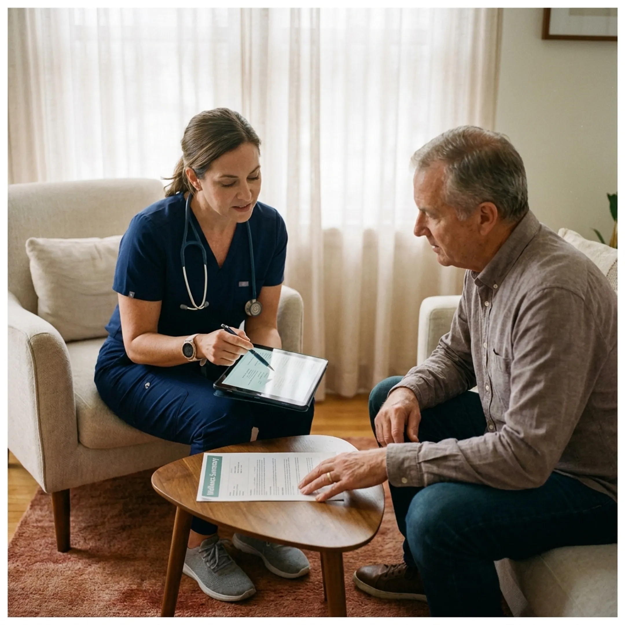 Nurse practitioner reviewing a personalized wellness plan