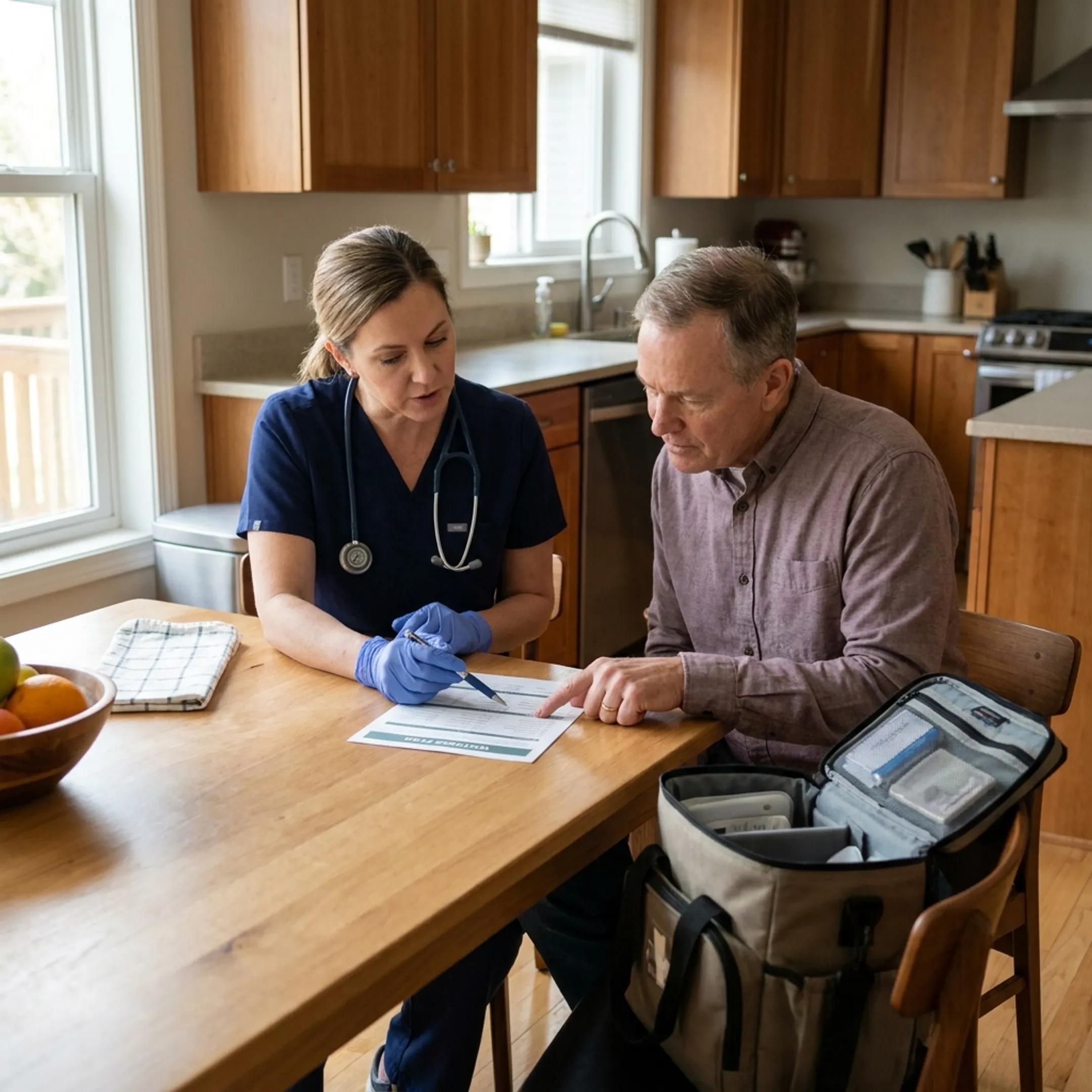 Provider reviewing a wellness plan during a home visit
