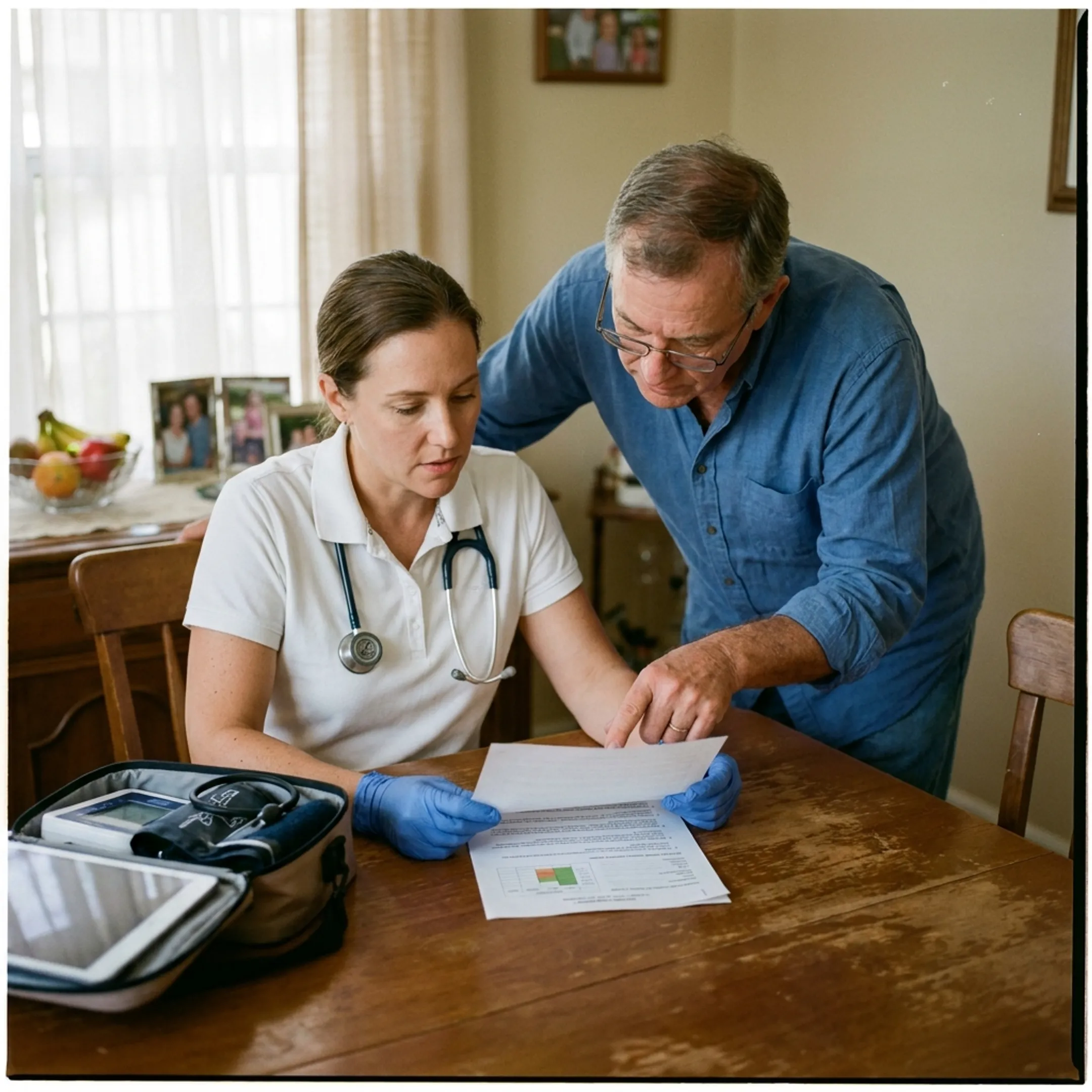 Nurse practitioner reviewing a personalized care plan