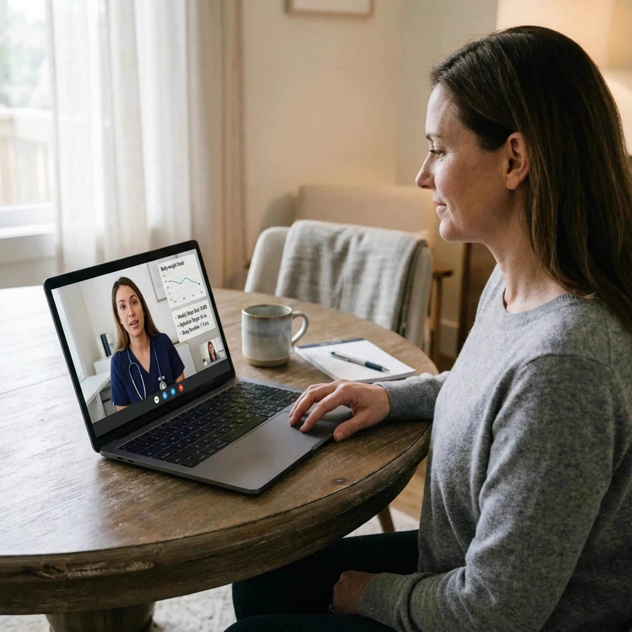 Telehealth weight management consultation with a nurse practitioner