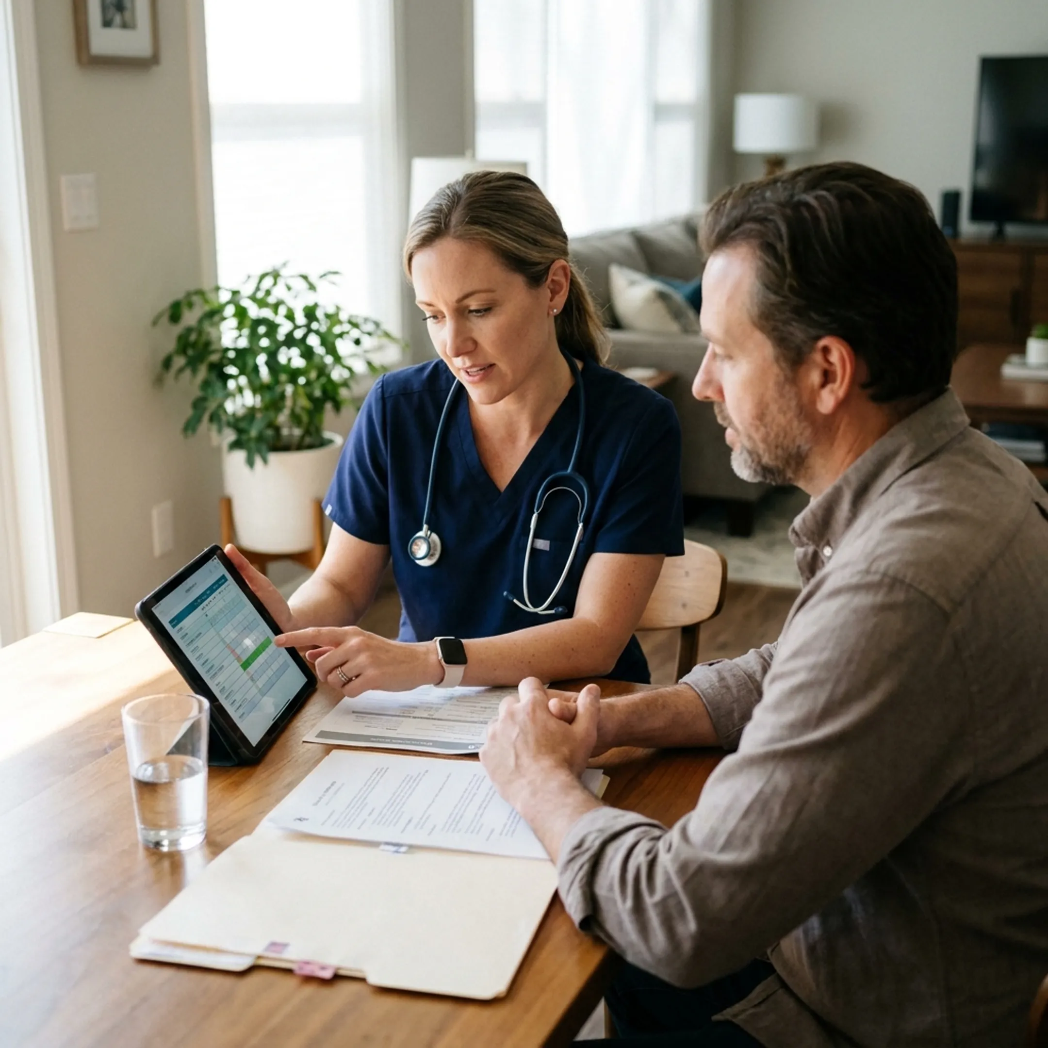 Nurse practitioner reviewing a personalized wellness plan