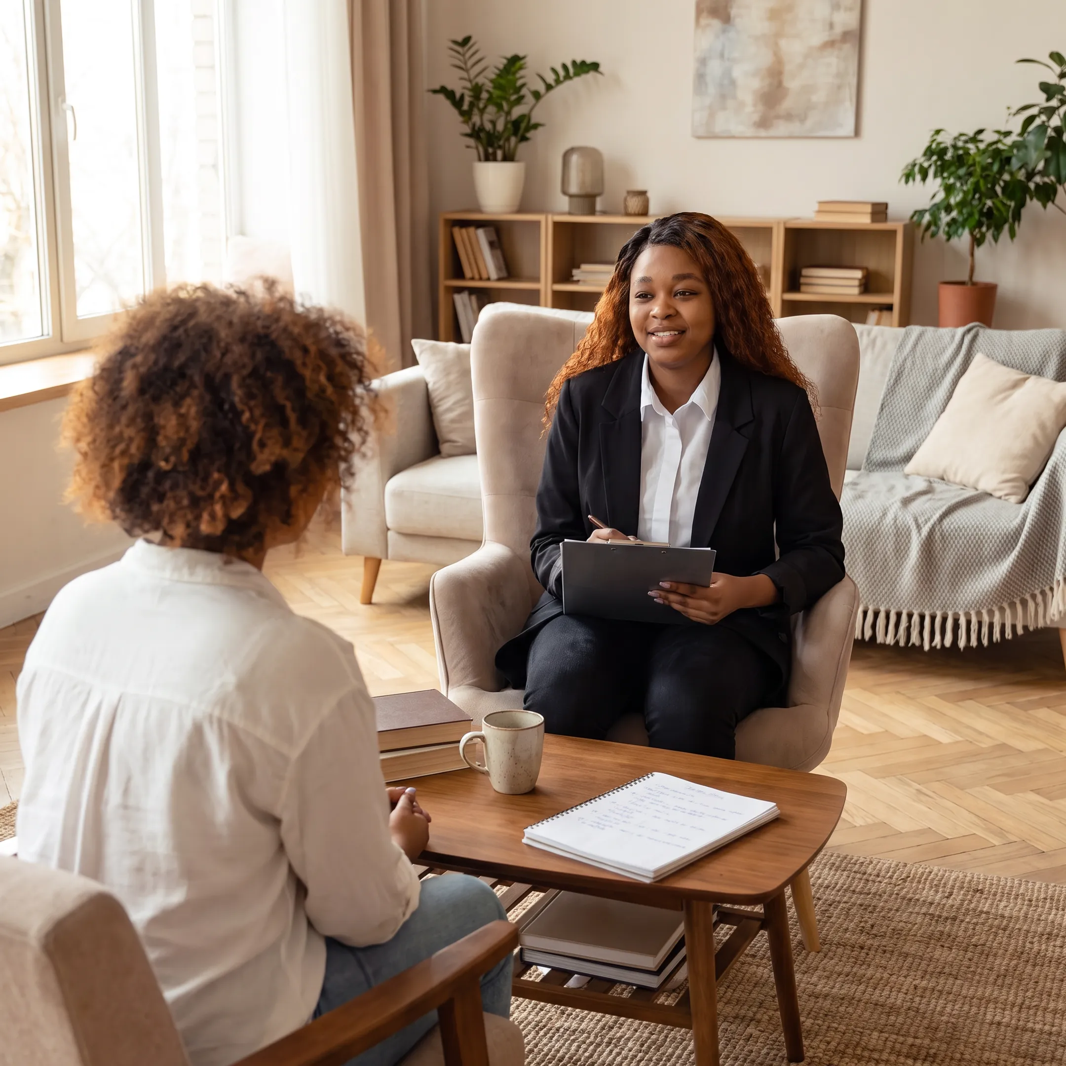 Provider reviewing wellness options with a patient at home