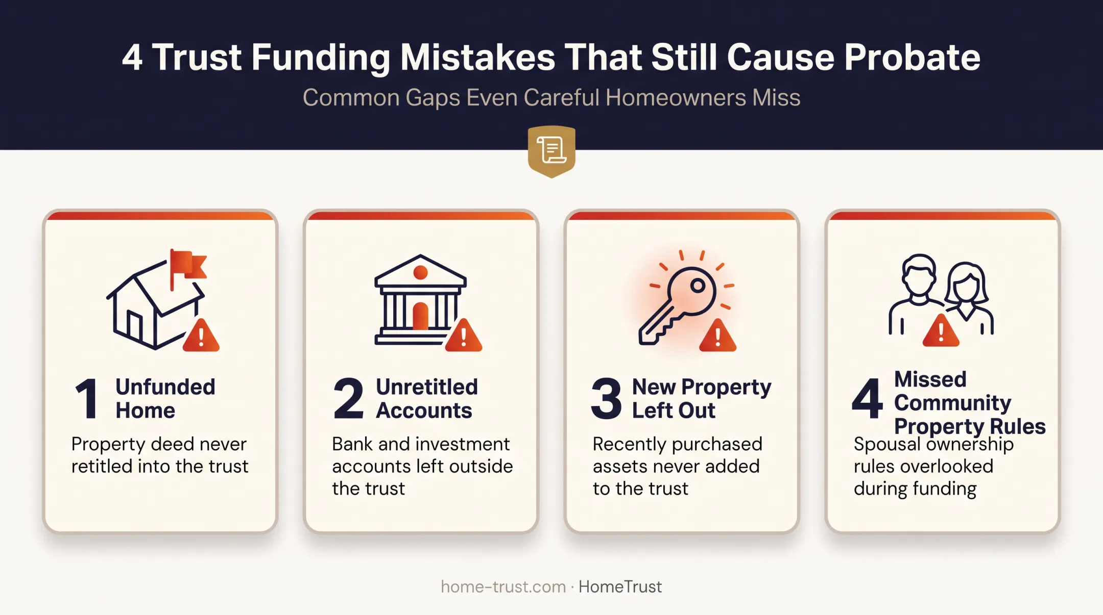 Common living trust funding mistakes that lead to California probate