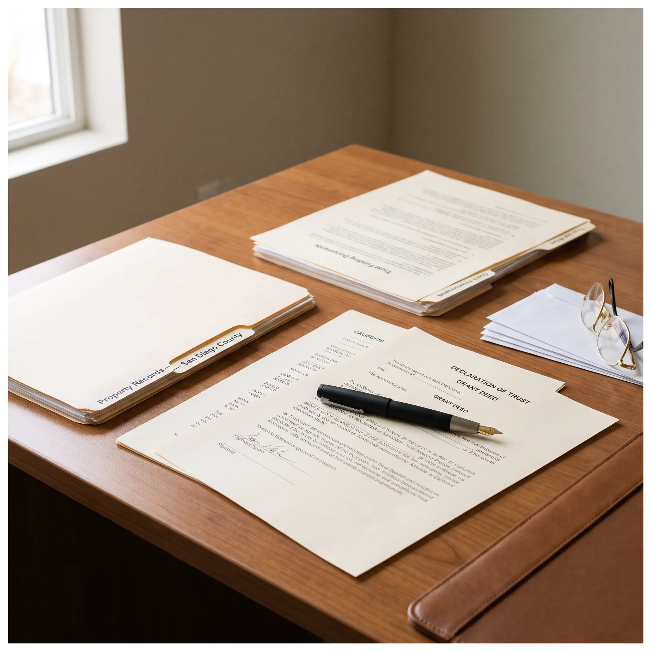California property deed documents prepared for signing