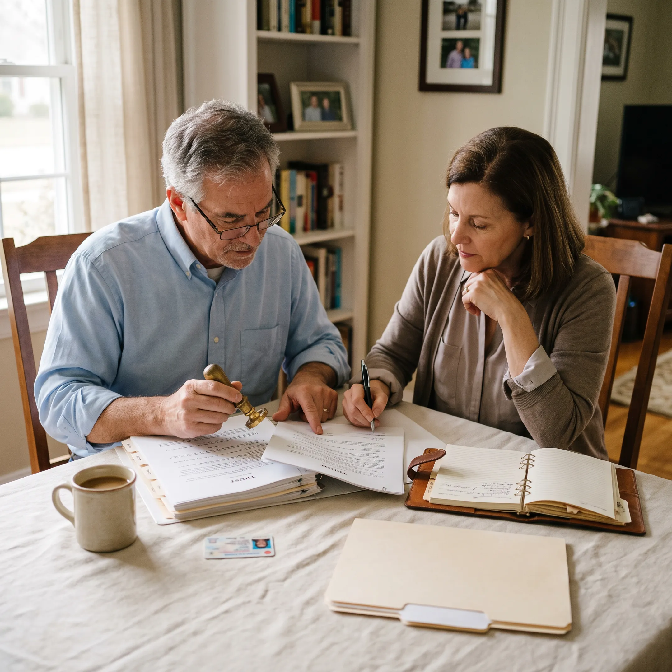 Notary witnessing a client signing estate planning documents