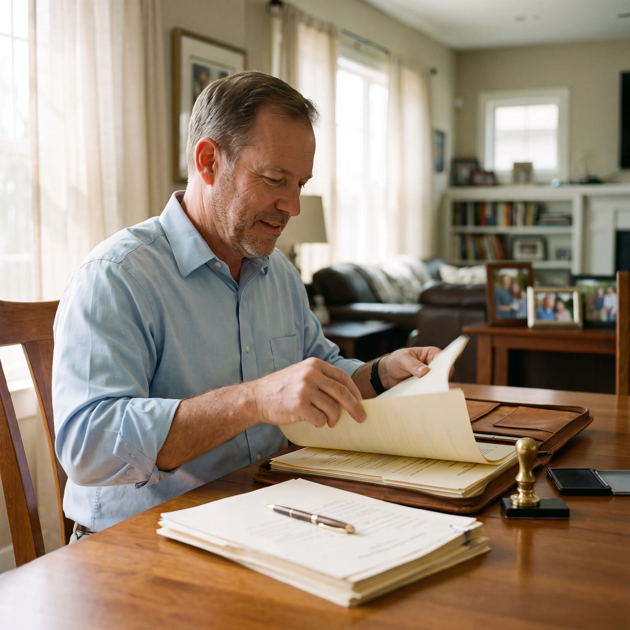 Notary preparing estate planning documents for signing