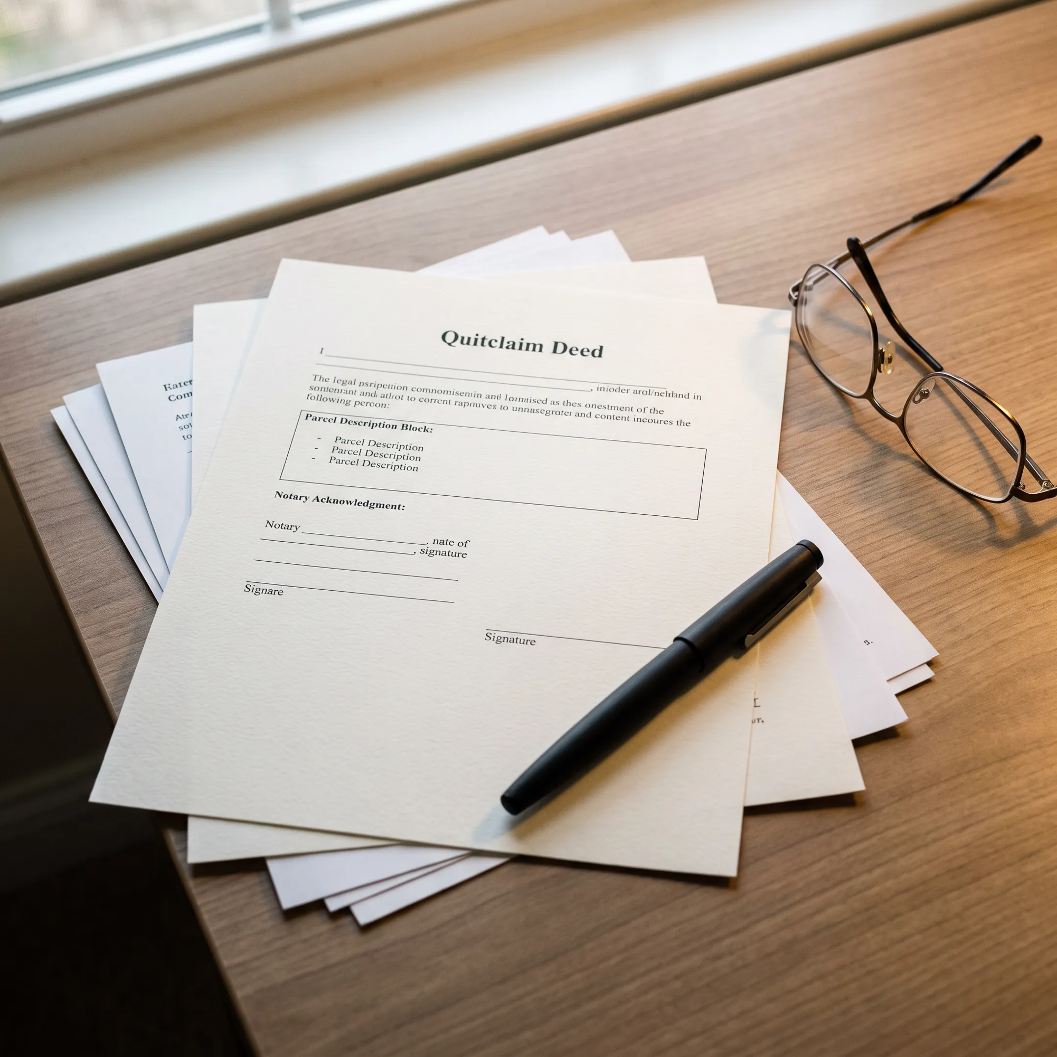 Quitclaim deed prepared for county recording