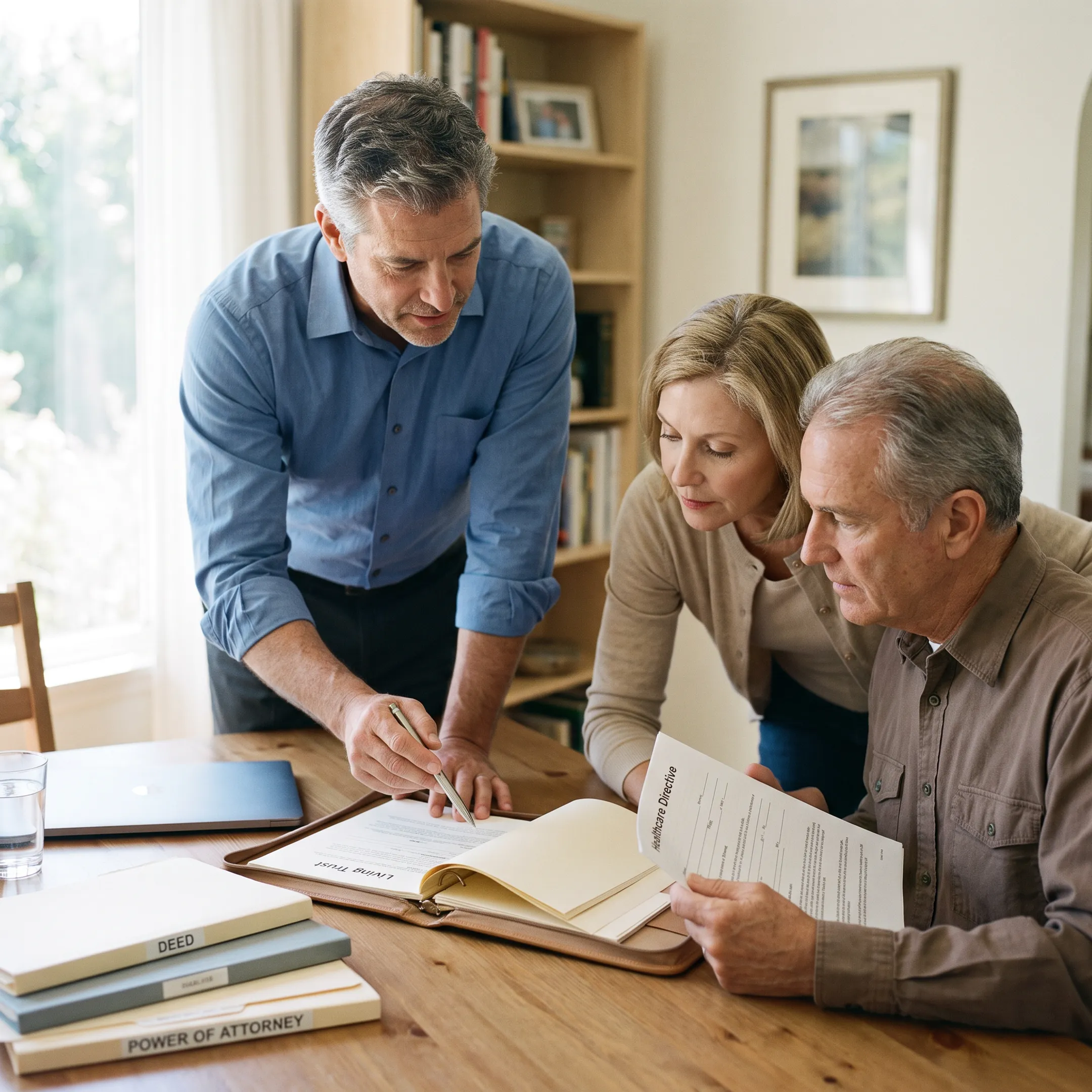Estate planning consultation with documents and a professional advisor