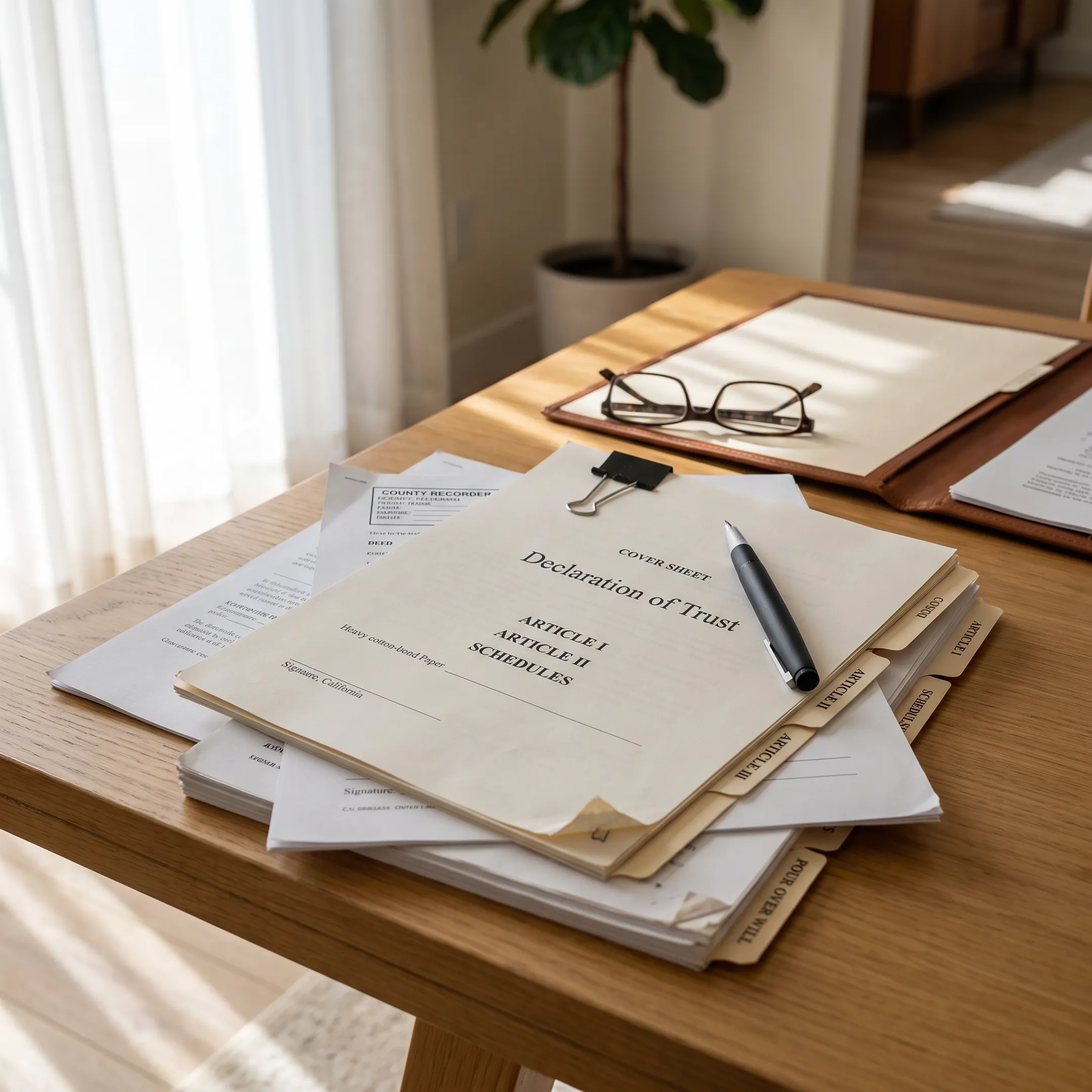 California living trust documents prepared for a homeowner