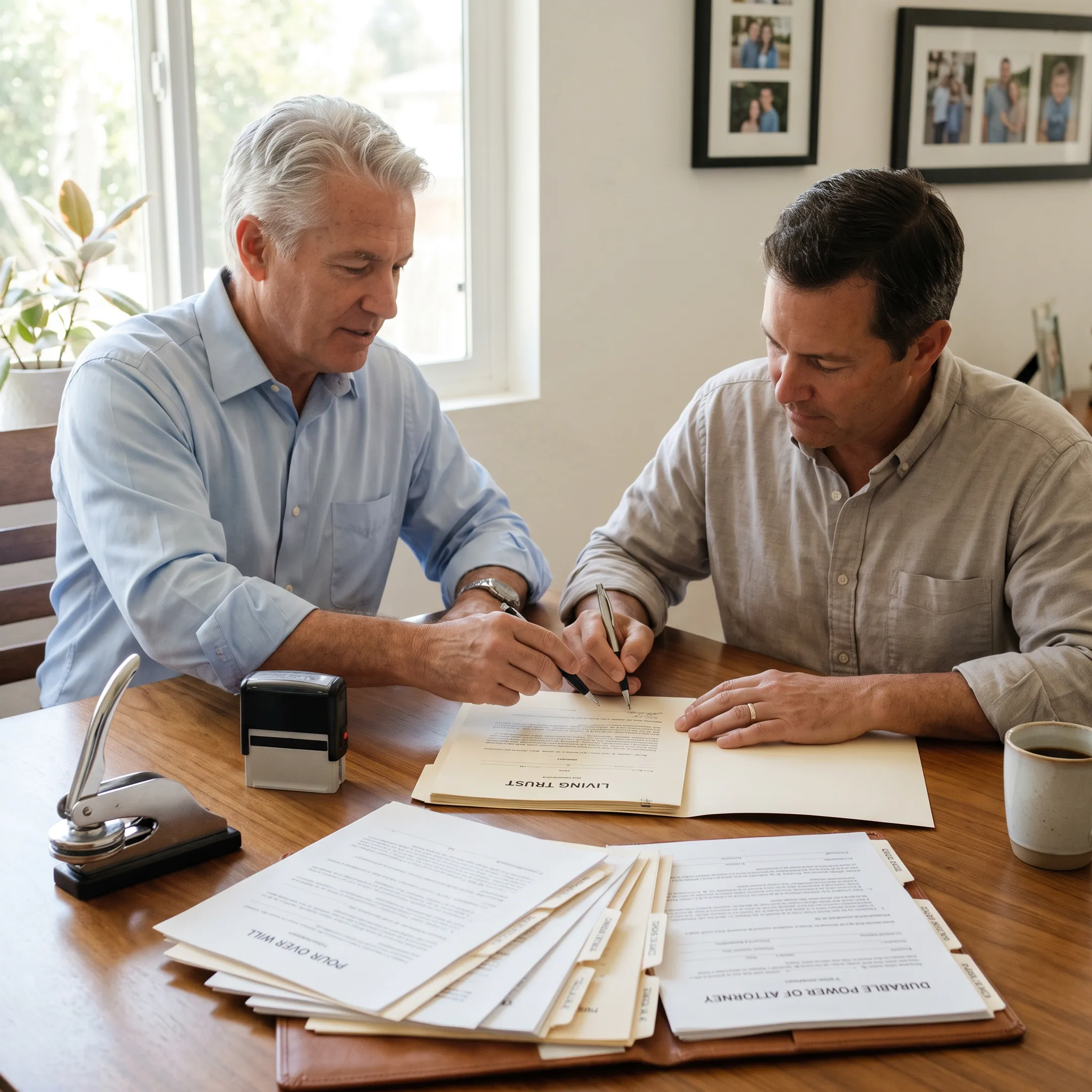 Notary assisting with trust document signing