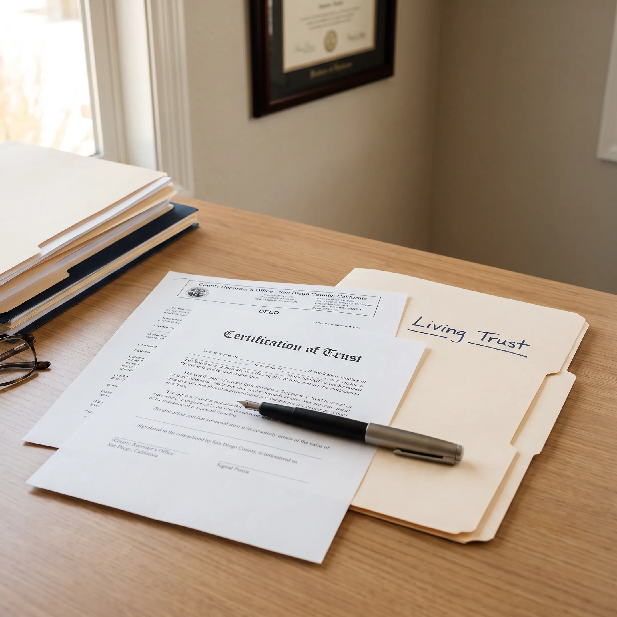 California trust documents prepared on a desk