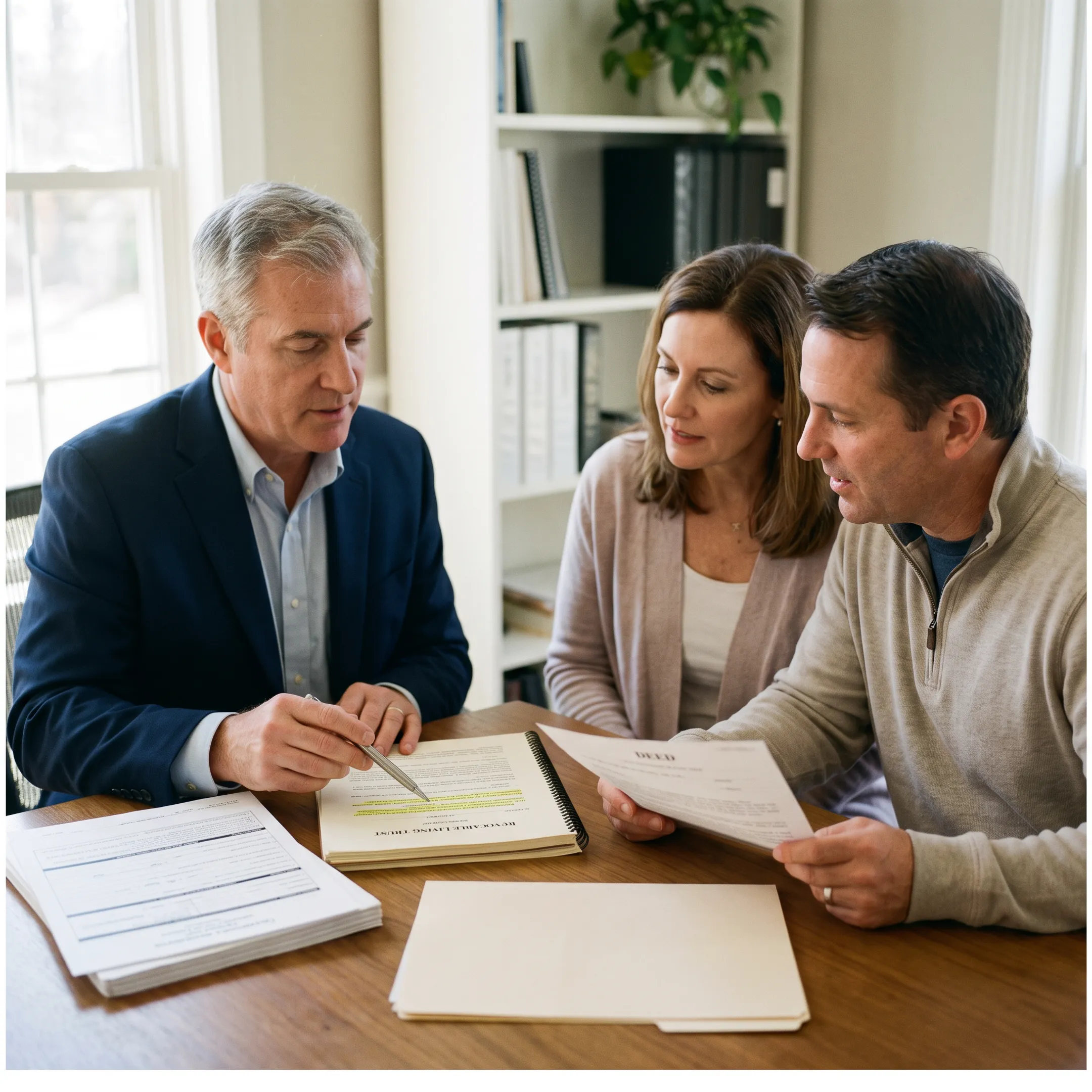 Advisor reviewing California trust paperwork with a homeowner
