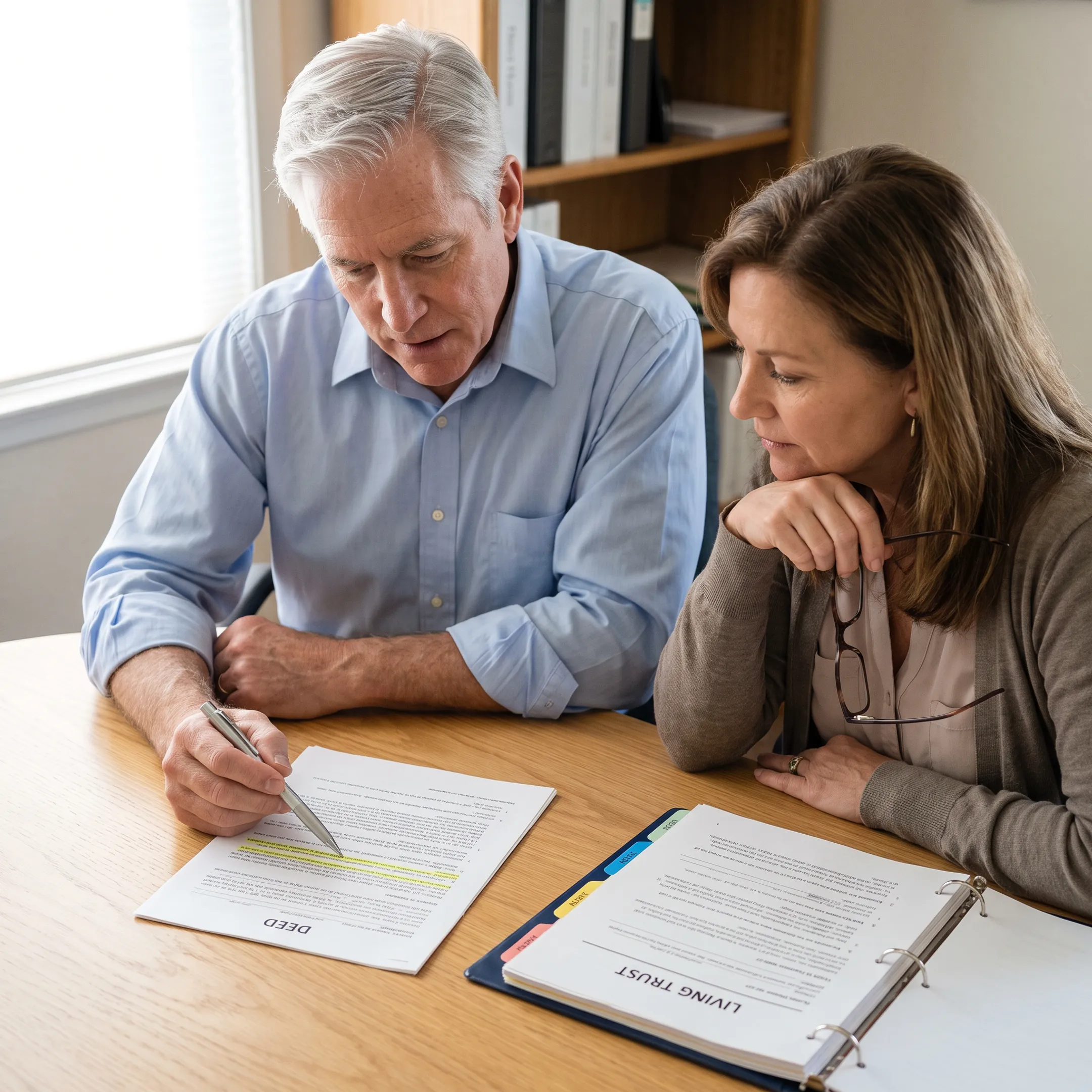 HomeTrust professional reviewing property transfer documents