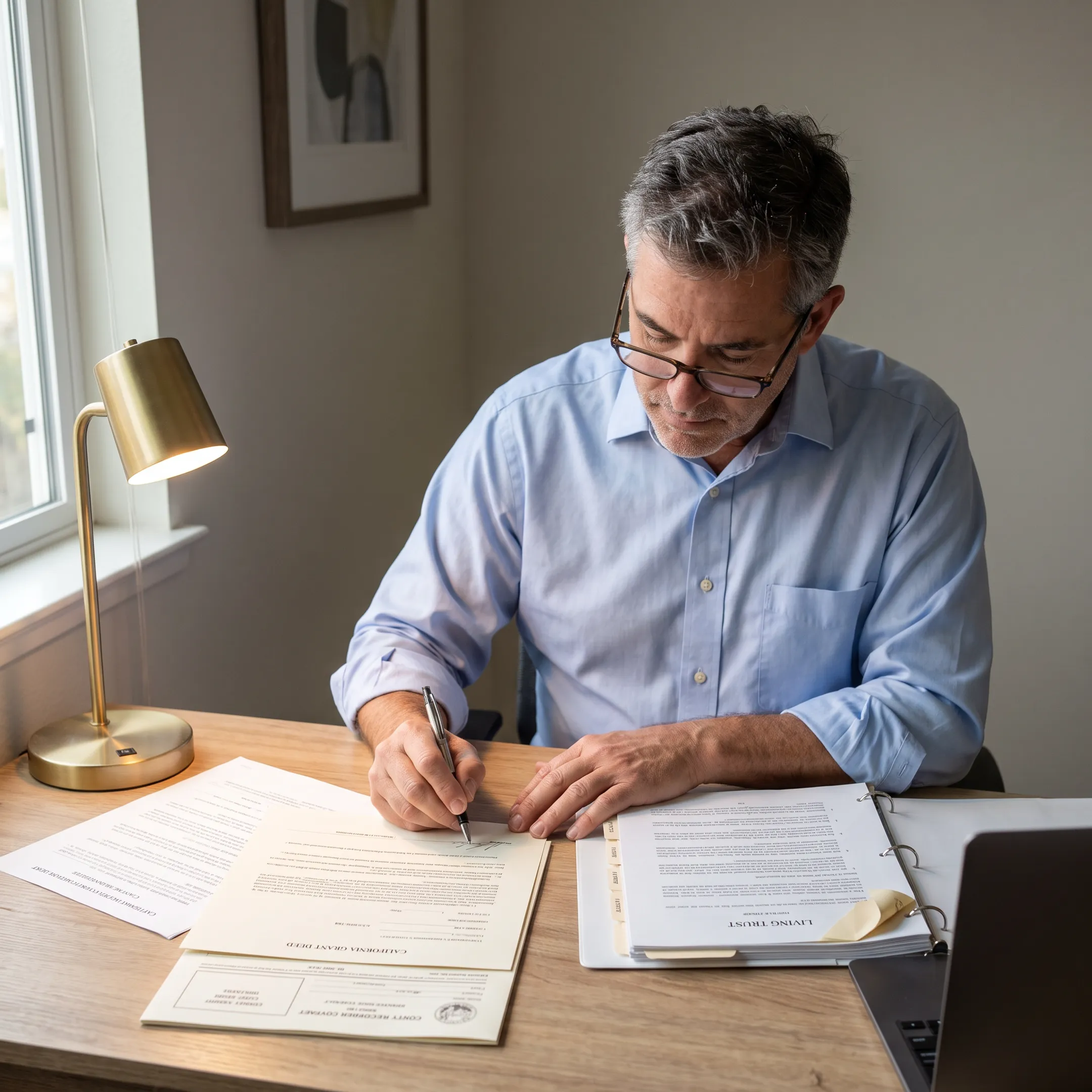 HomeTrust document recording specialist preparing California trust property documents