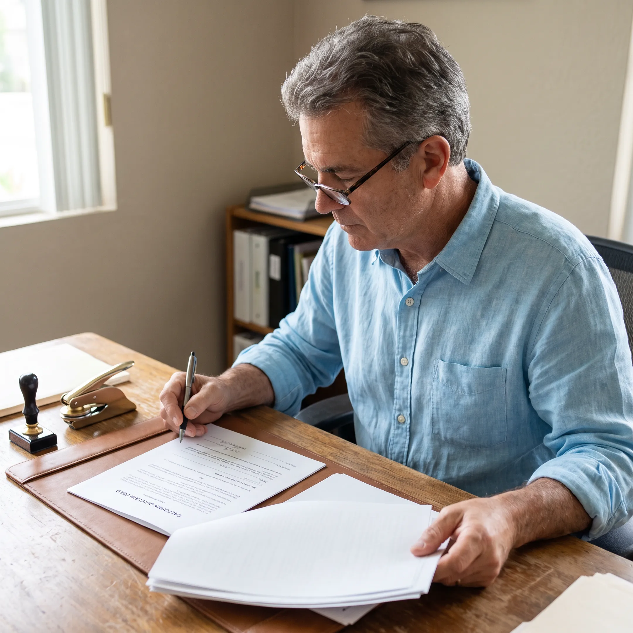HomeTrust professional preparing a California quitclaim deed for recording
