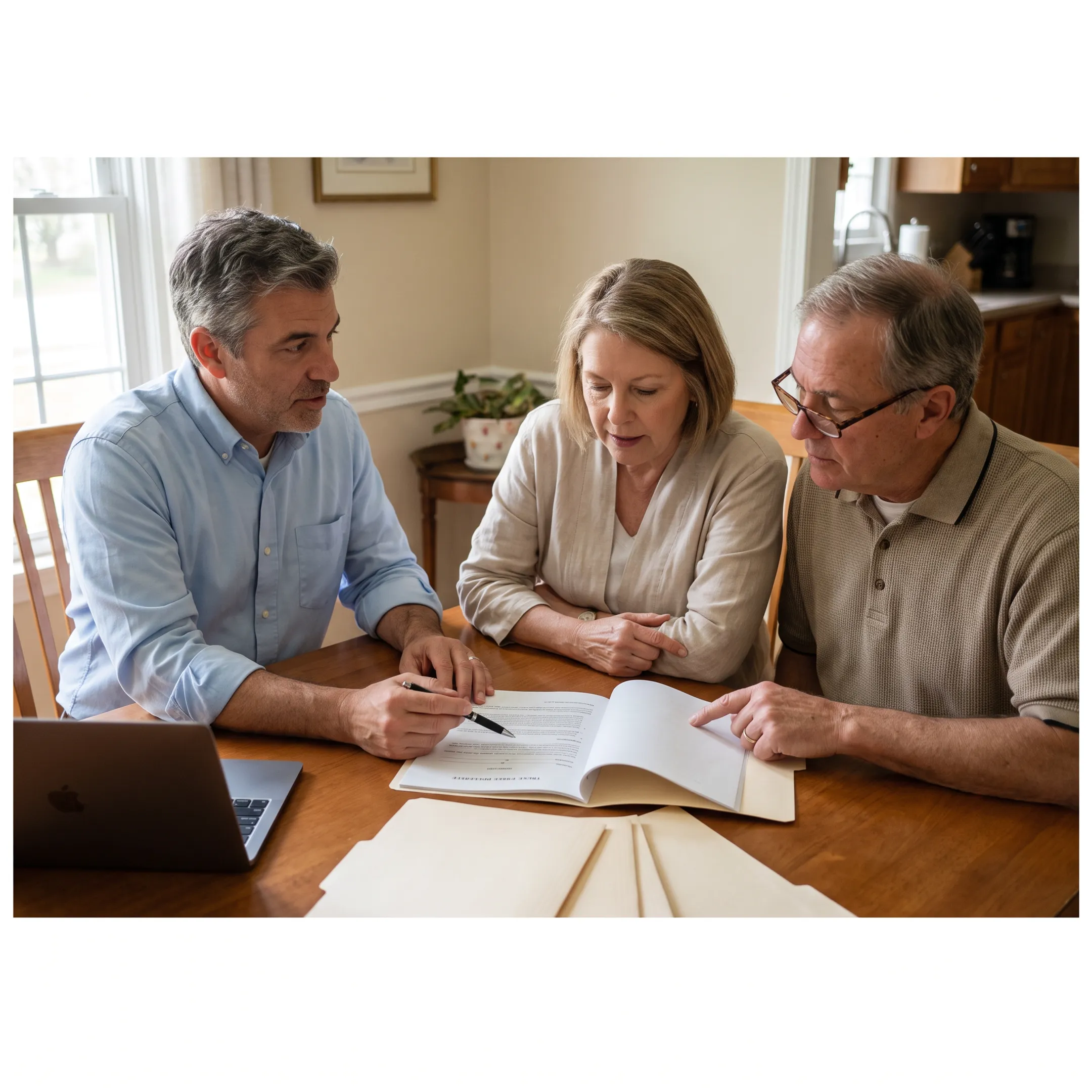 Family reviewing estate planning documents with a trusted advisor
