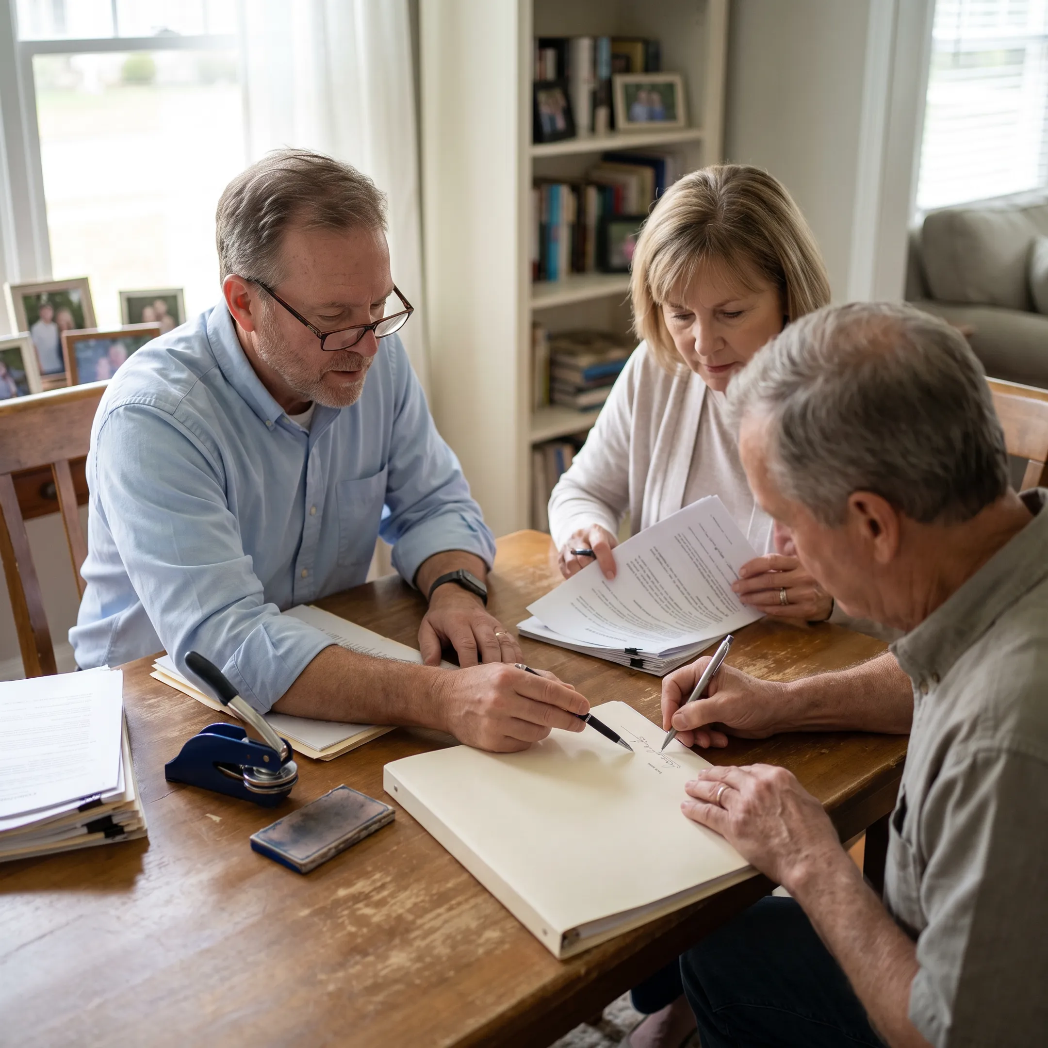 Notary assisting with trust document signing
