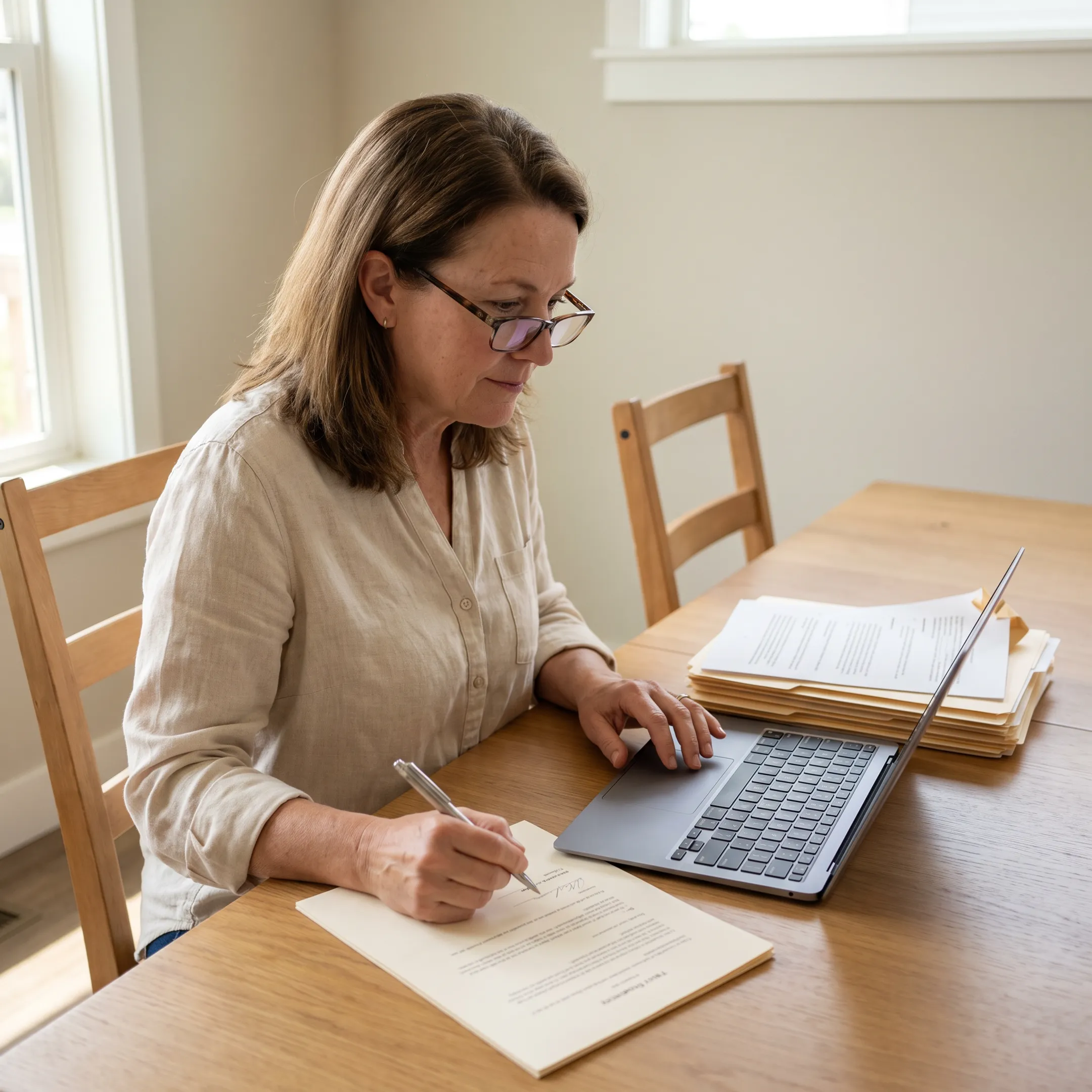 Person reviewing an online will and estate planning documents at home