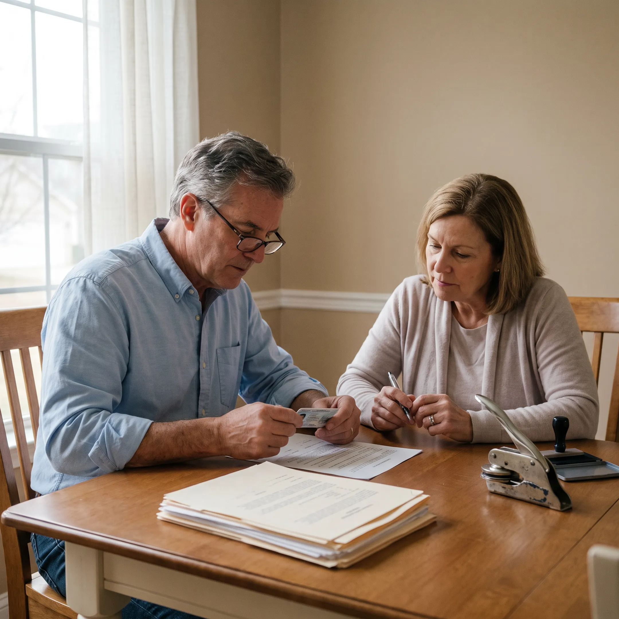 Notary witnessing a client signing estate documents