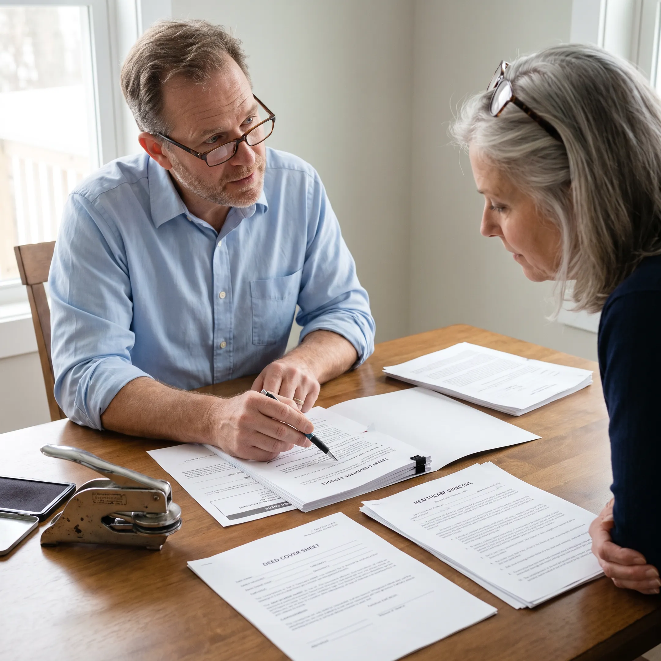 Client signing trust documents with a mobile notary
