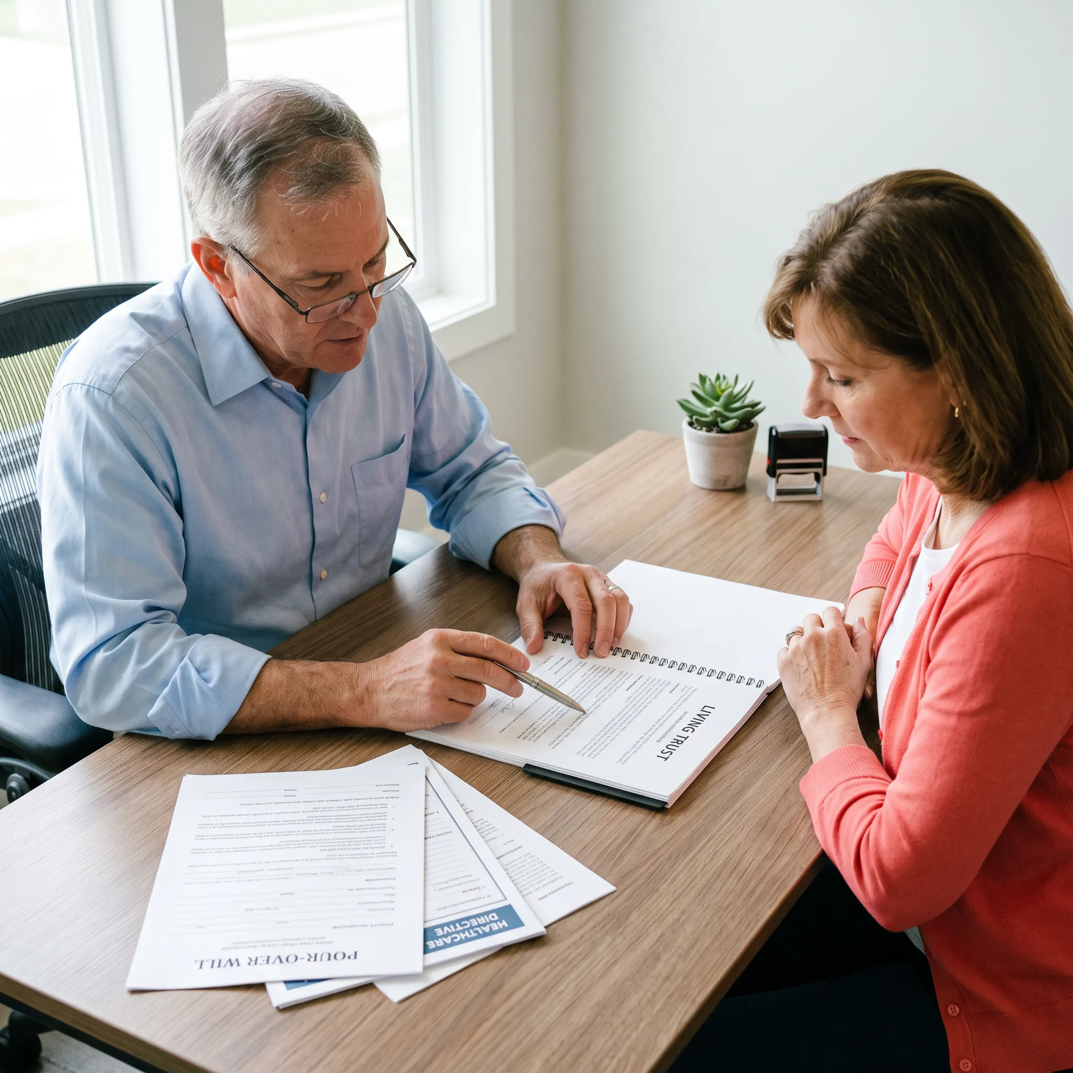 HomeTrust professional discussing online living trust documents with a California homeowner