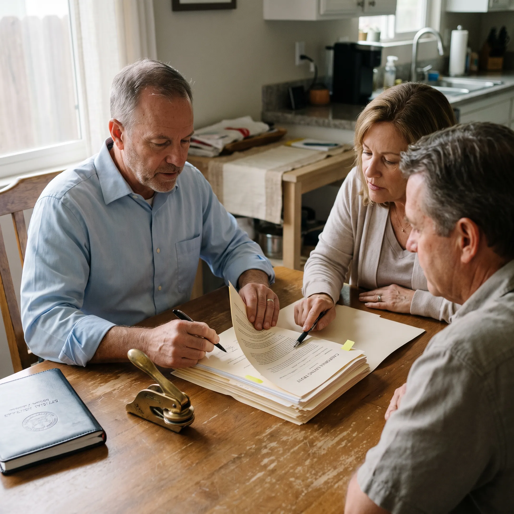 San Diego mobile notary preparing documents for signing