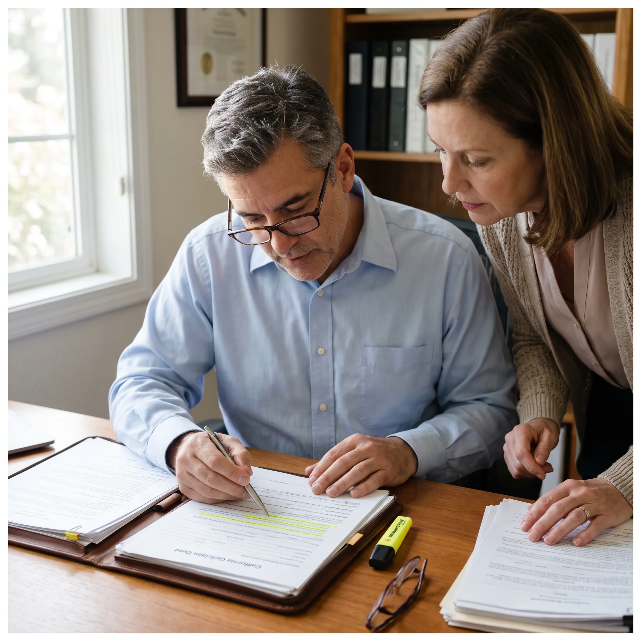 HomeTrust specialist reviewing California deed paperwork with a homeowner