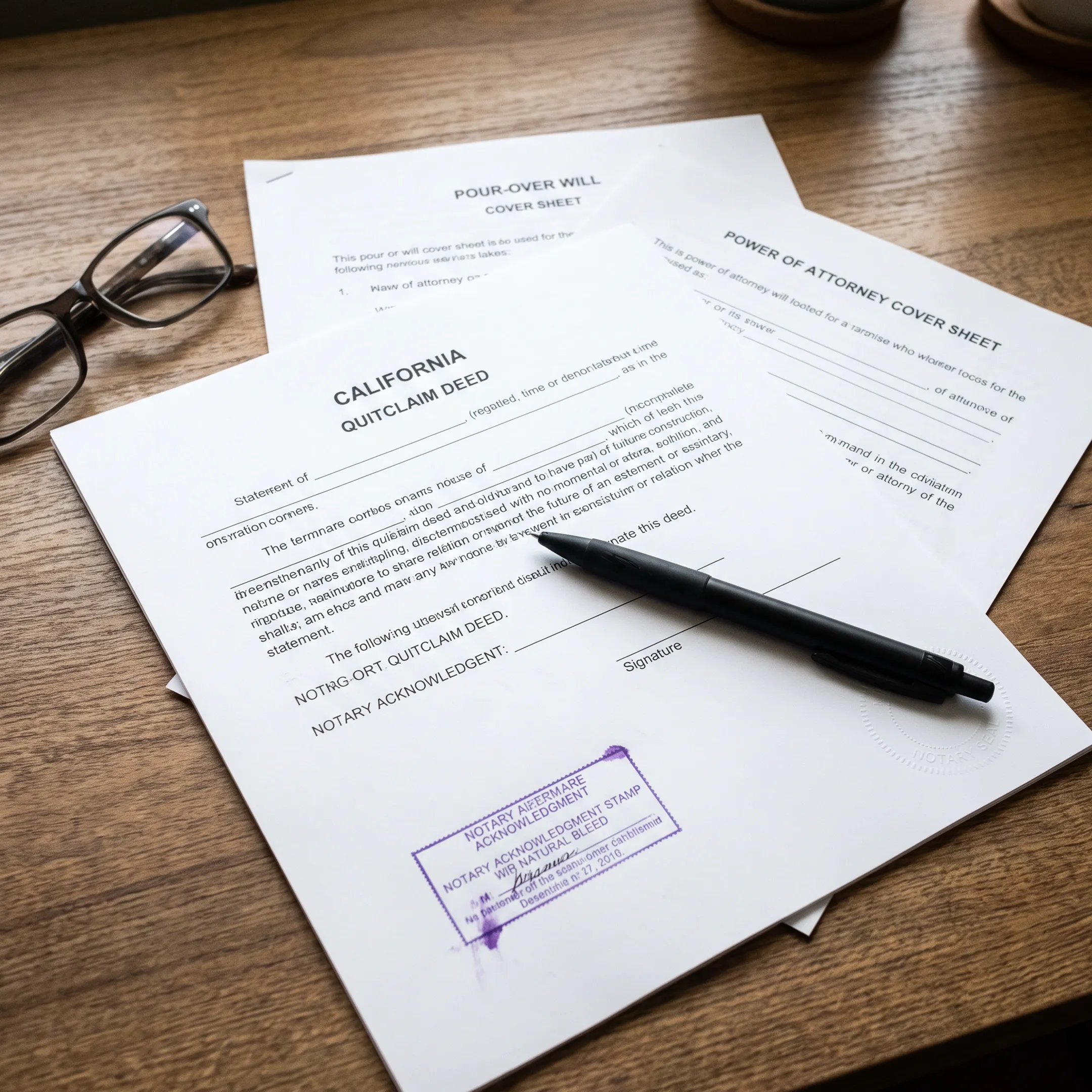 California quitclaim deed documents prepared for an Orange County property transfer