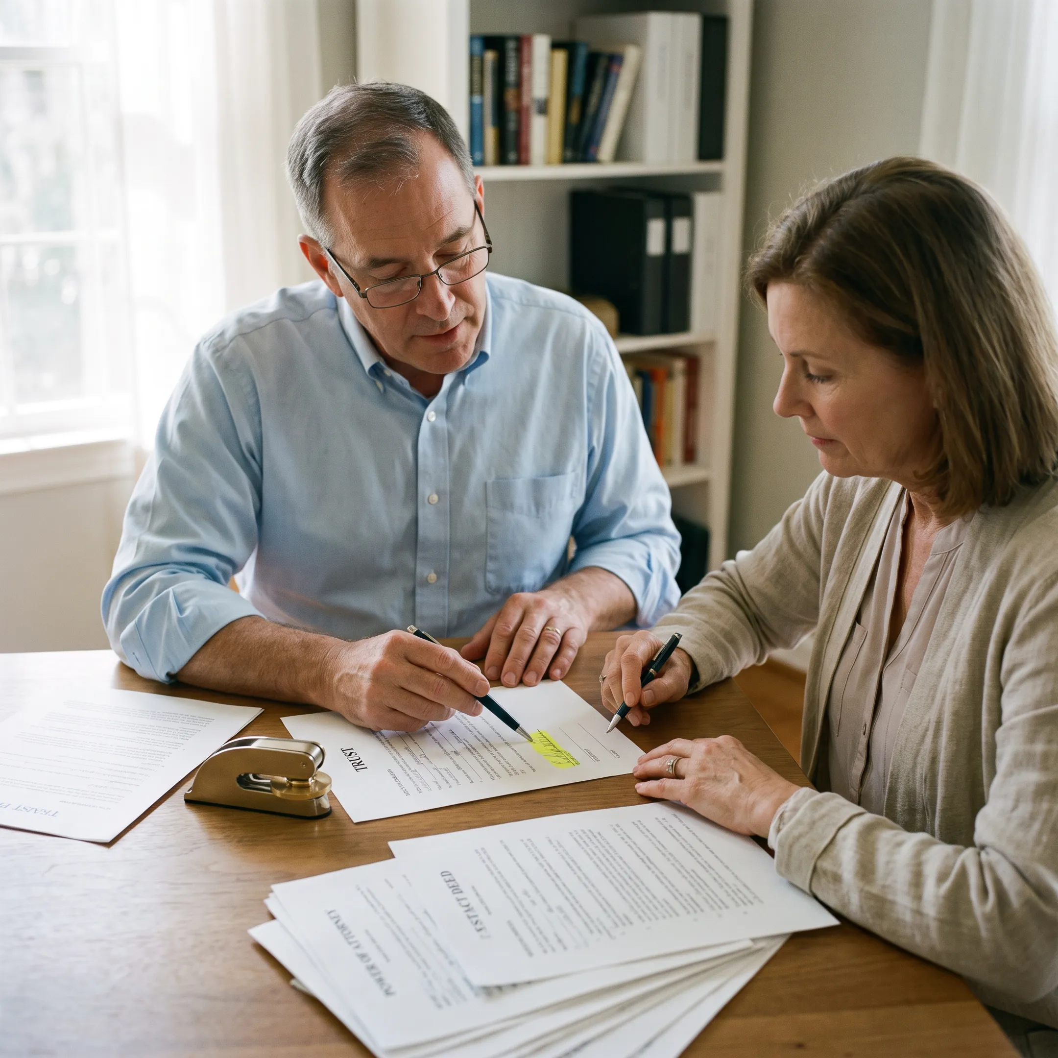 Notary guiding a client through document signing