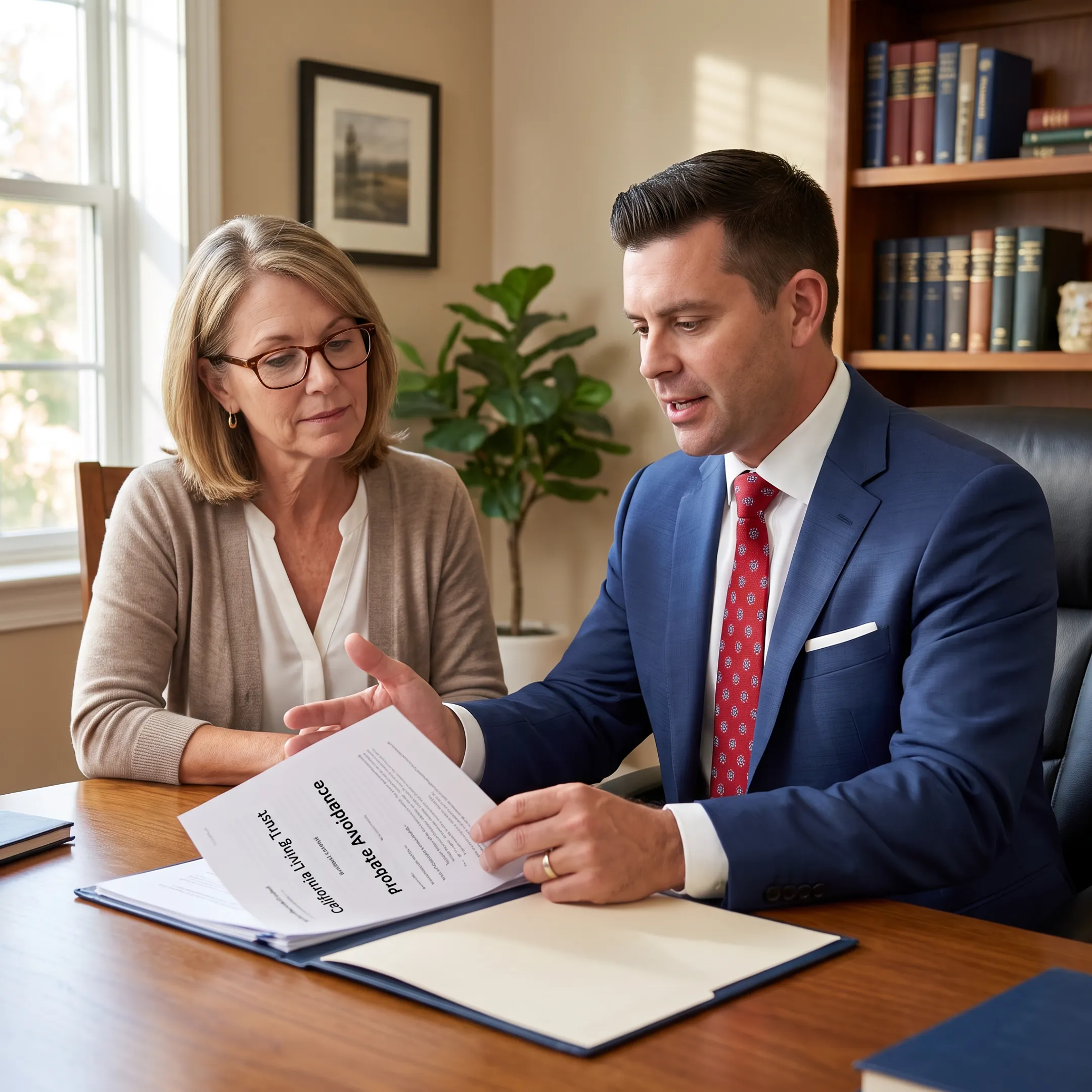 Professional explaining living trust costs to a homeowner