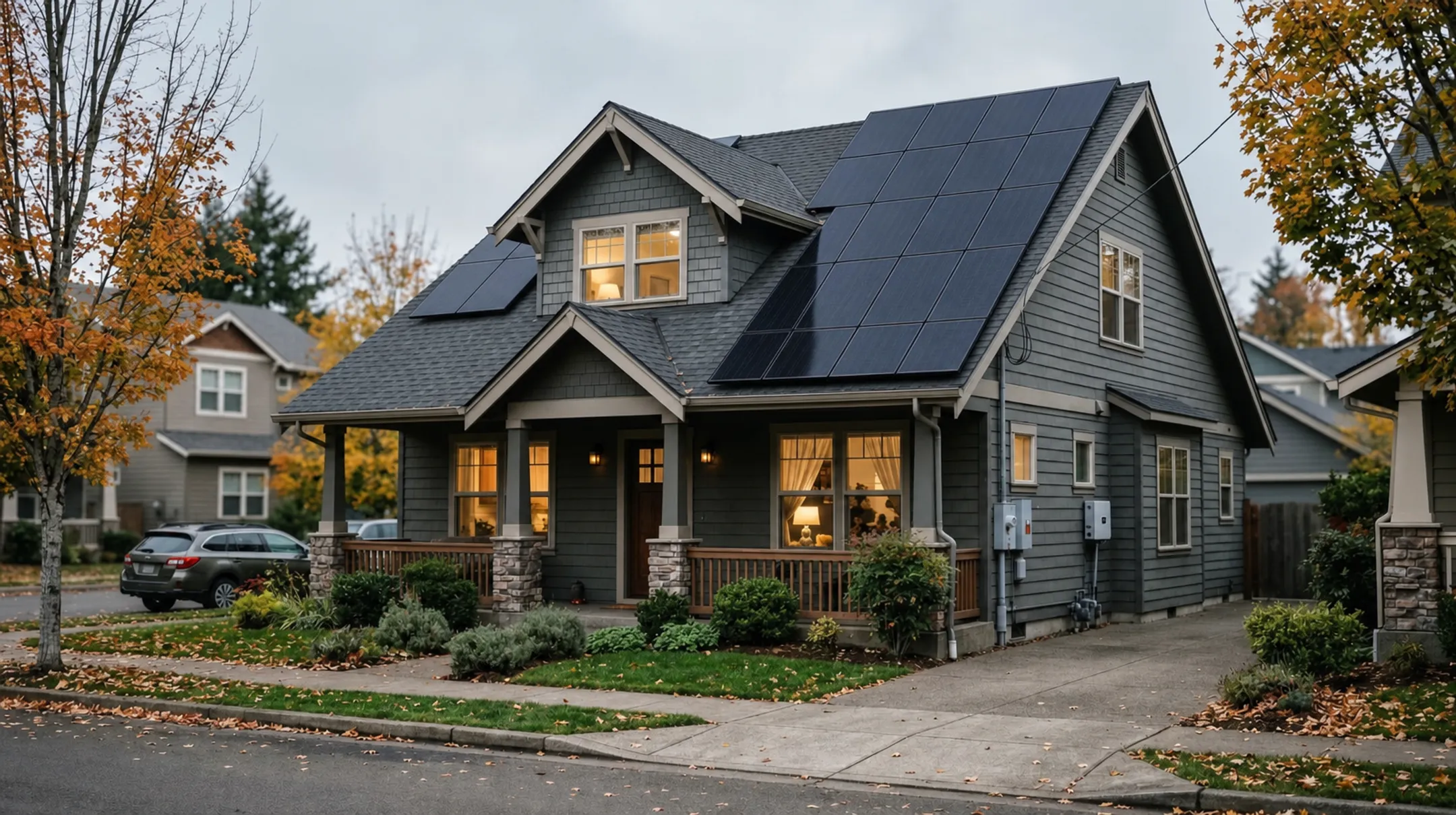 Completed front-facing solar installations on residential homes