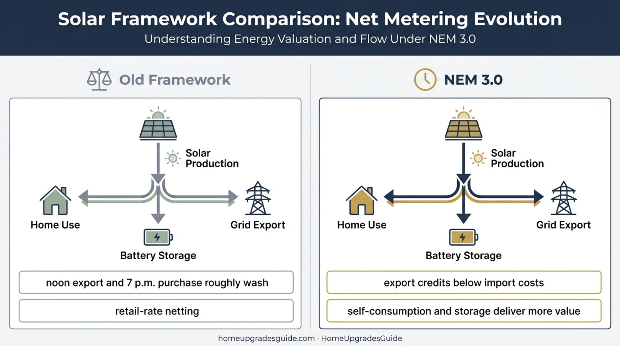 Old net metering versus NEM 3.0 solar value comparison