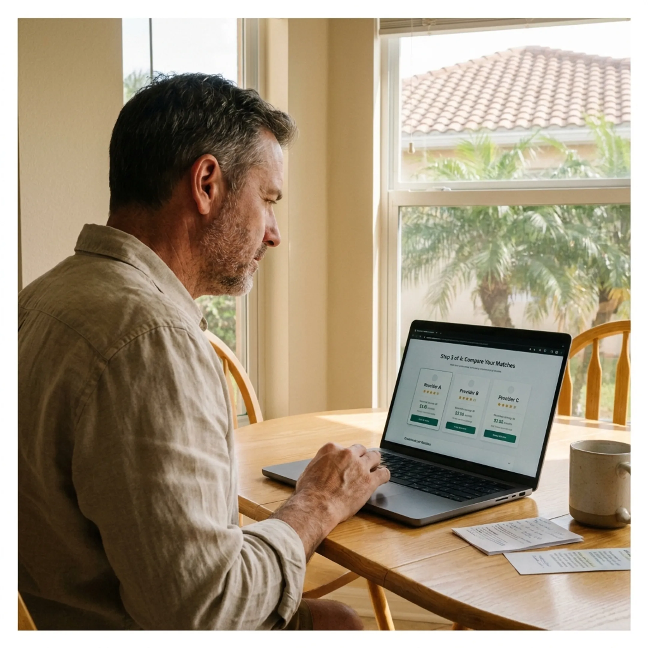 Homeowner completing a solar quote matching request online