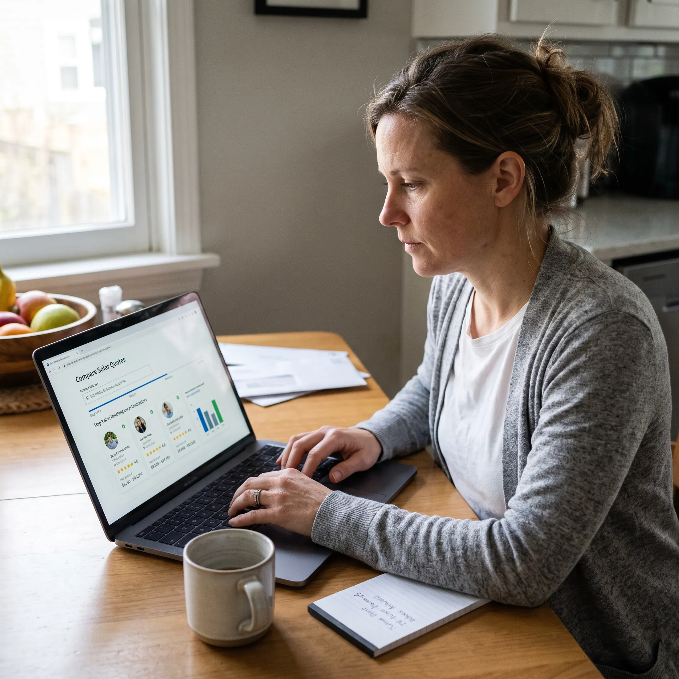 Homeowner completing a solar quote request online