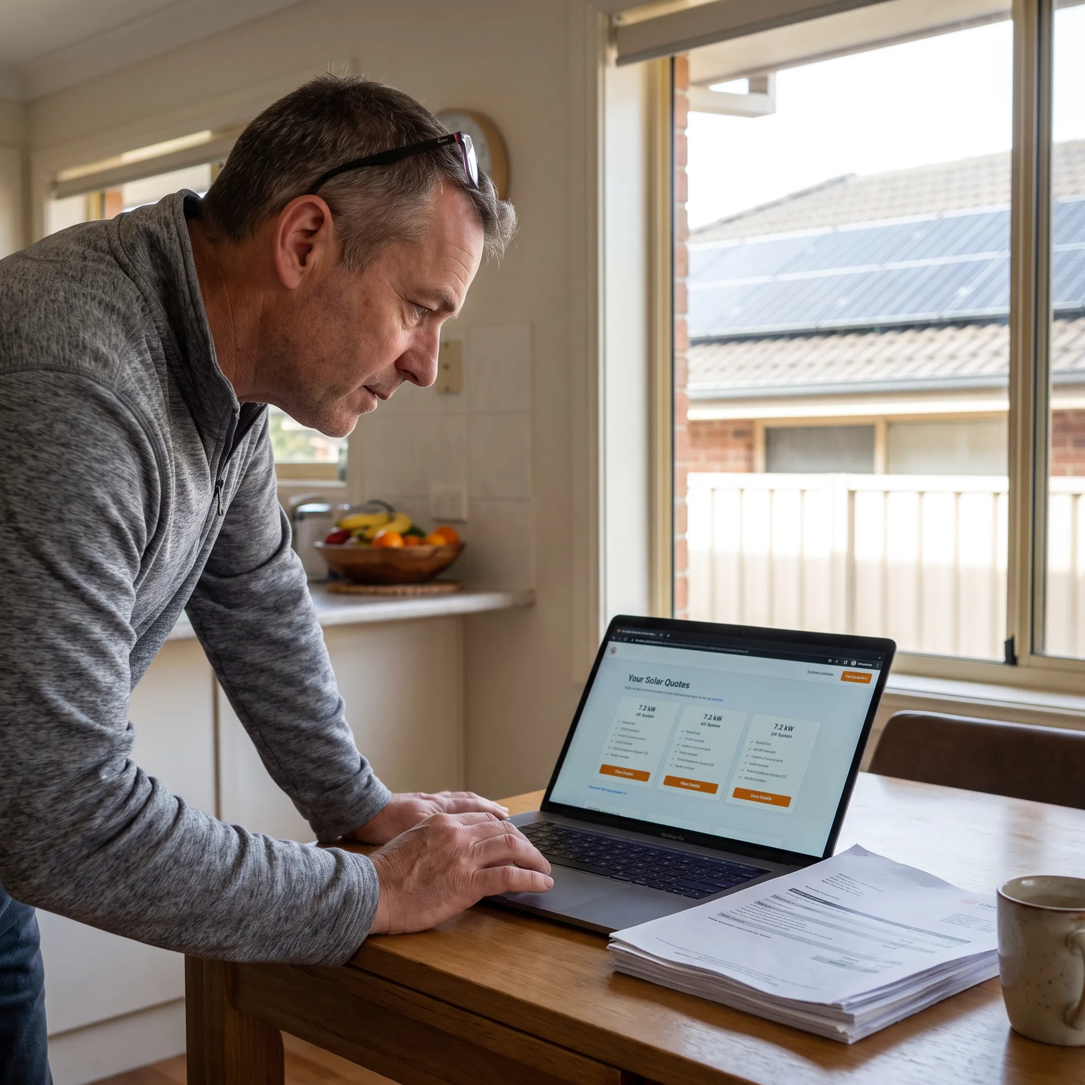 Homeowner reviewing solar installation quotes for a Pennsylvania home