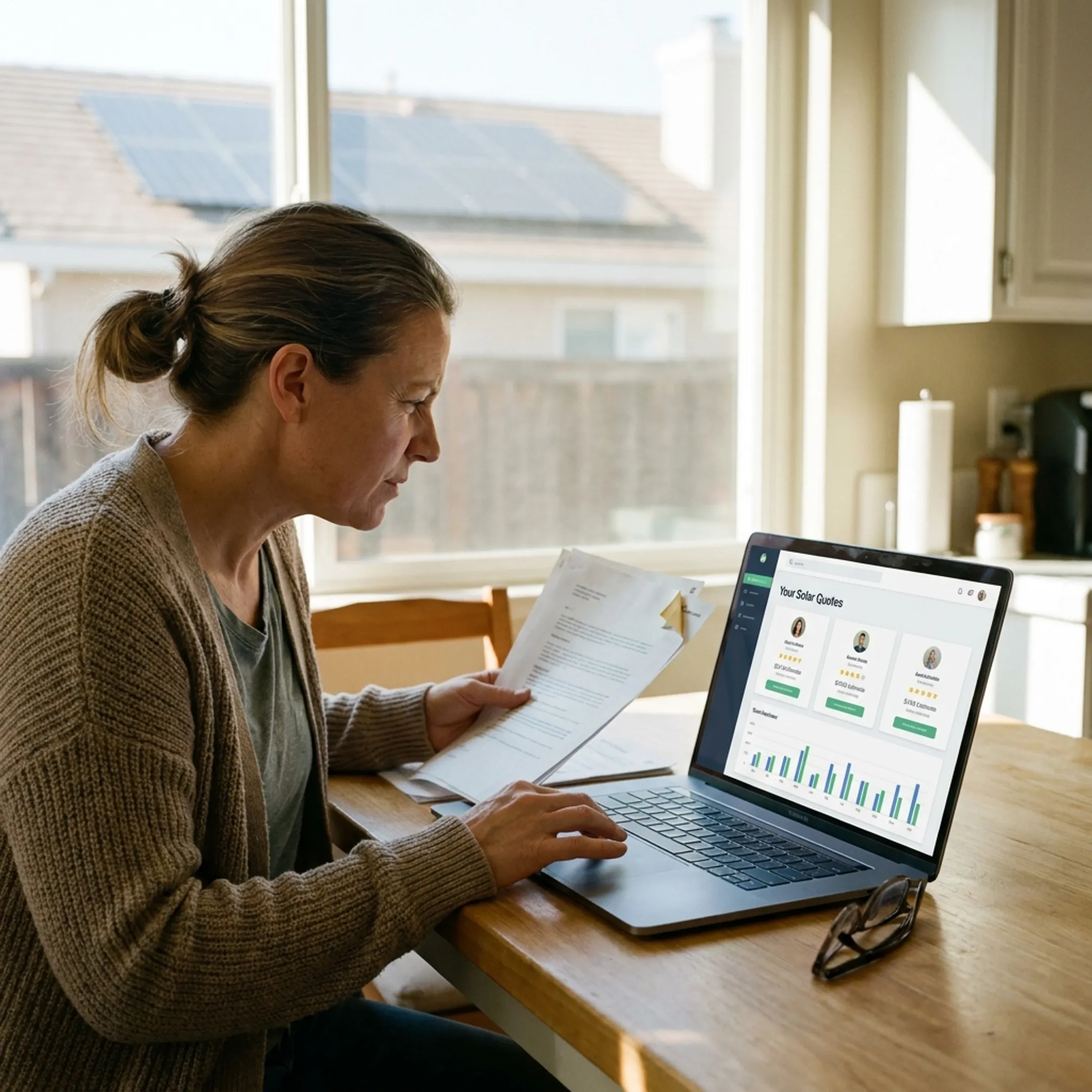 Los Angeles homeowner comparing solar contractor options