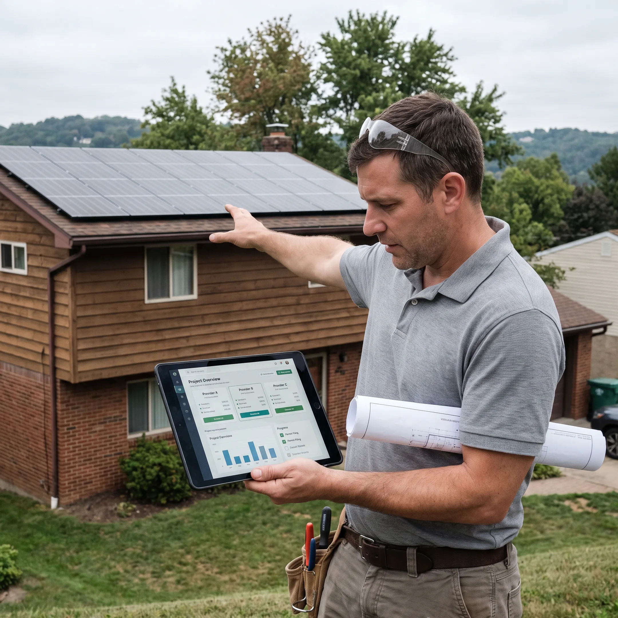 Solar panels installed on a Pittsburgh home roof