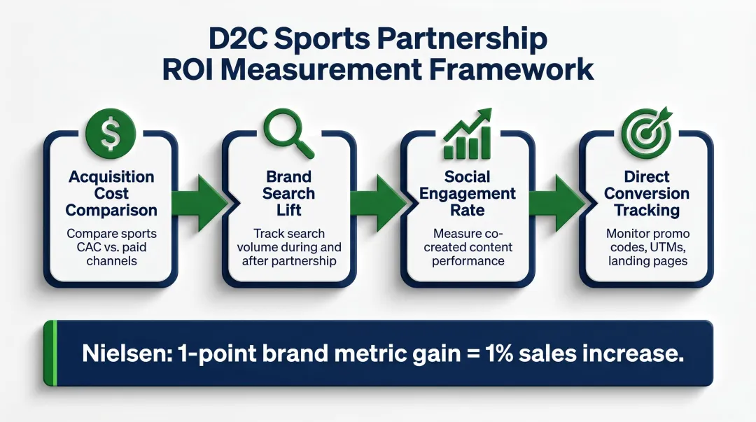 D2C sports partnership ROI measurement framework four key tracking metrics