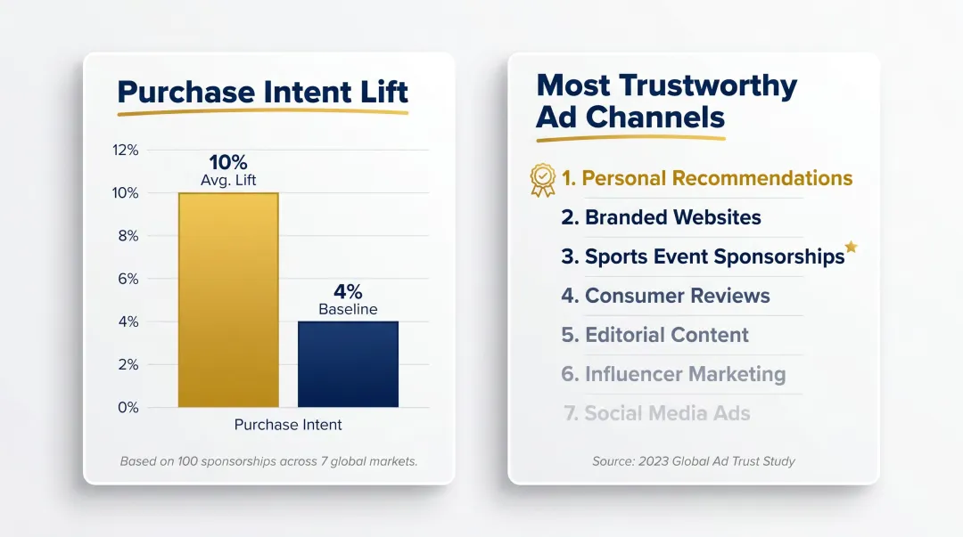 Sports sponsorship purchase intent lift and consumer trust channel rankings data