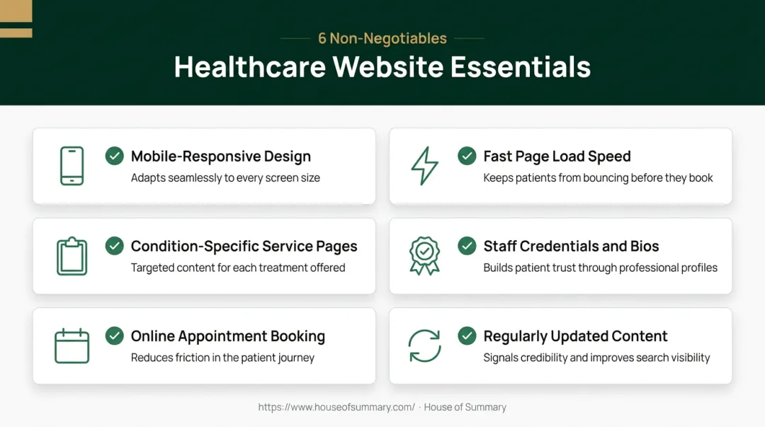 Six non-negotiable healthcare website requirements checklist for patient acquisition