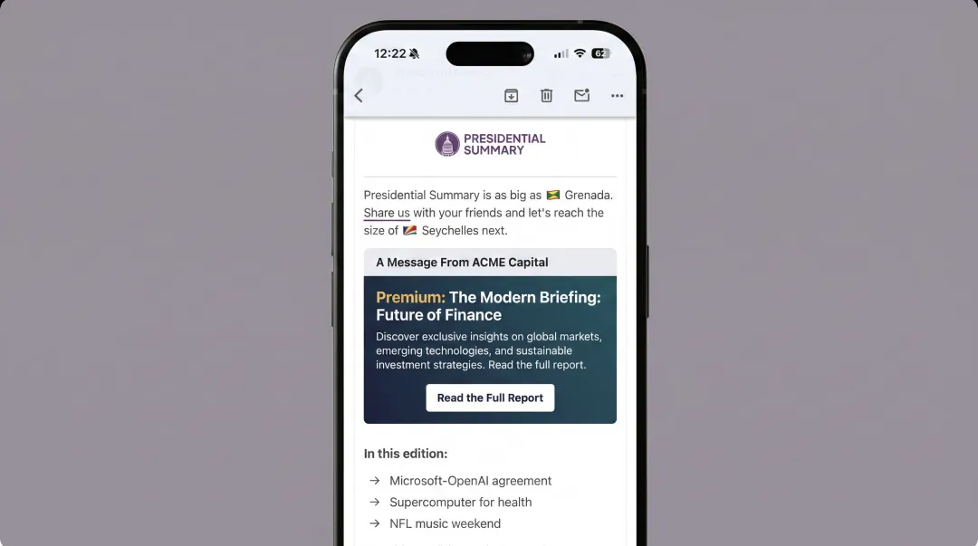 House of Summary newsletter advertising placement inside premium executive briefing email