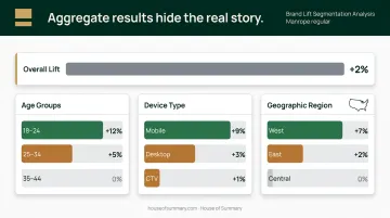 Brand lift segmentation analysis breakdown by age gender device and geographic region