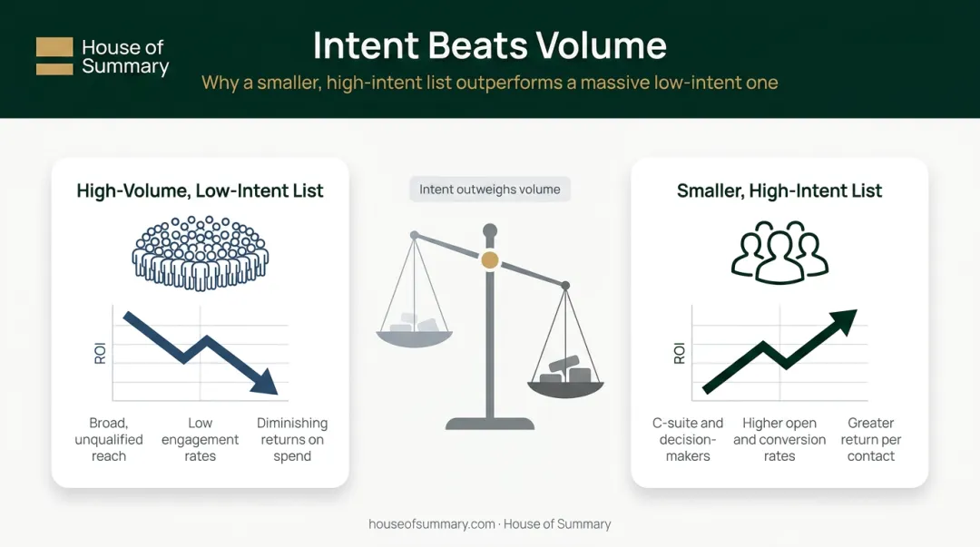 Audience intent versus volume ROI comparison for newsletter advertising campaign decisions