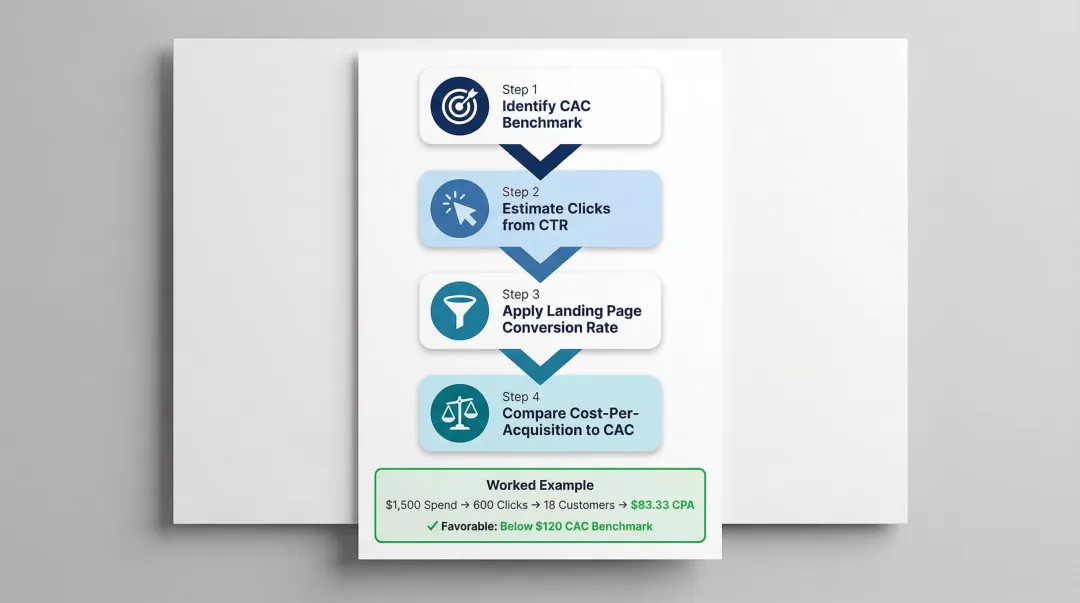 Four-step newsletter ad ROI calculation framework with worked example breakdown