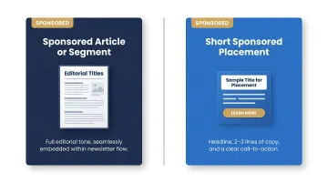 Two B2B newsletter native ad format types comparison infographic