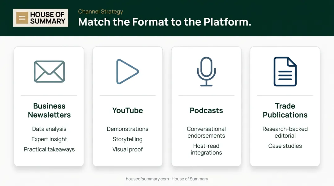 Sponsored content format matching guide across four major publishing platforms