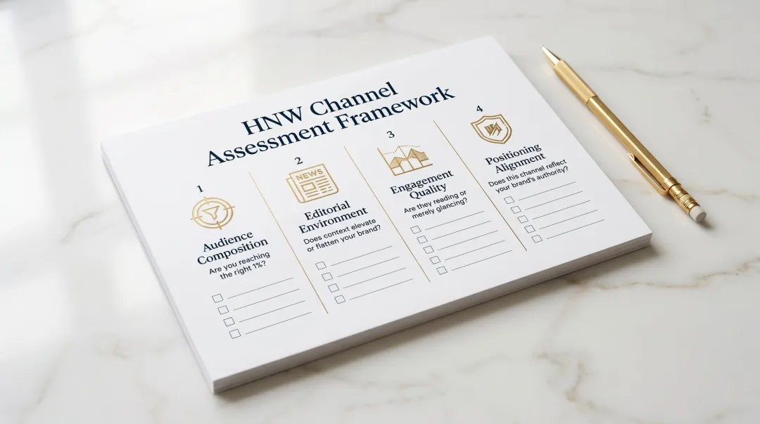 Four-criteria channel evaluation framework for reaching high-net-worth luxury audiences