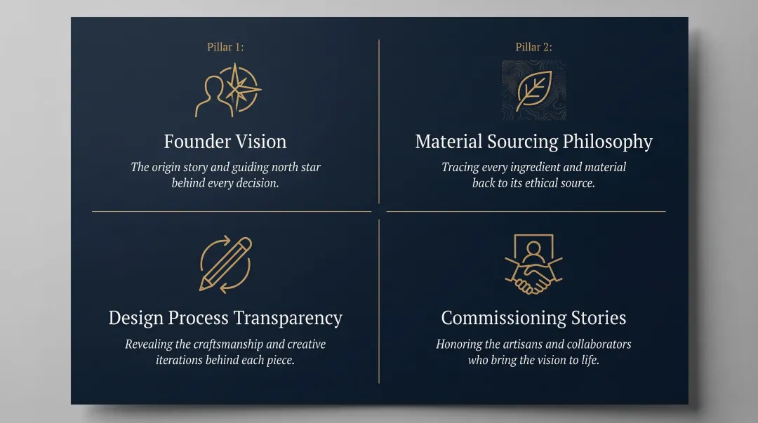 Four-pillar narrative content framework for luxury D2C brands without heritage