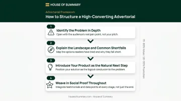Four-step advertorial content structure balancing information and product promotion